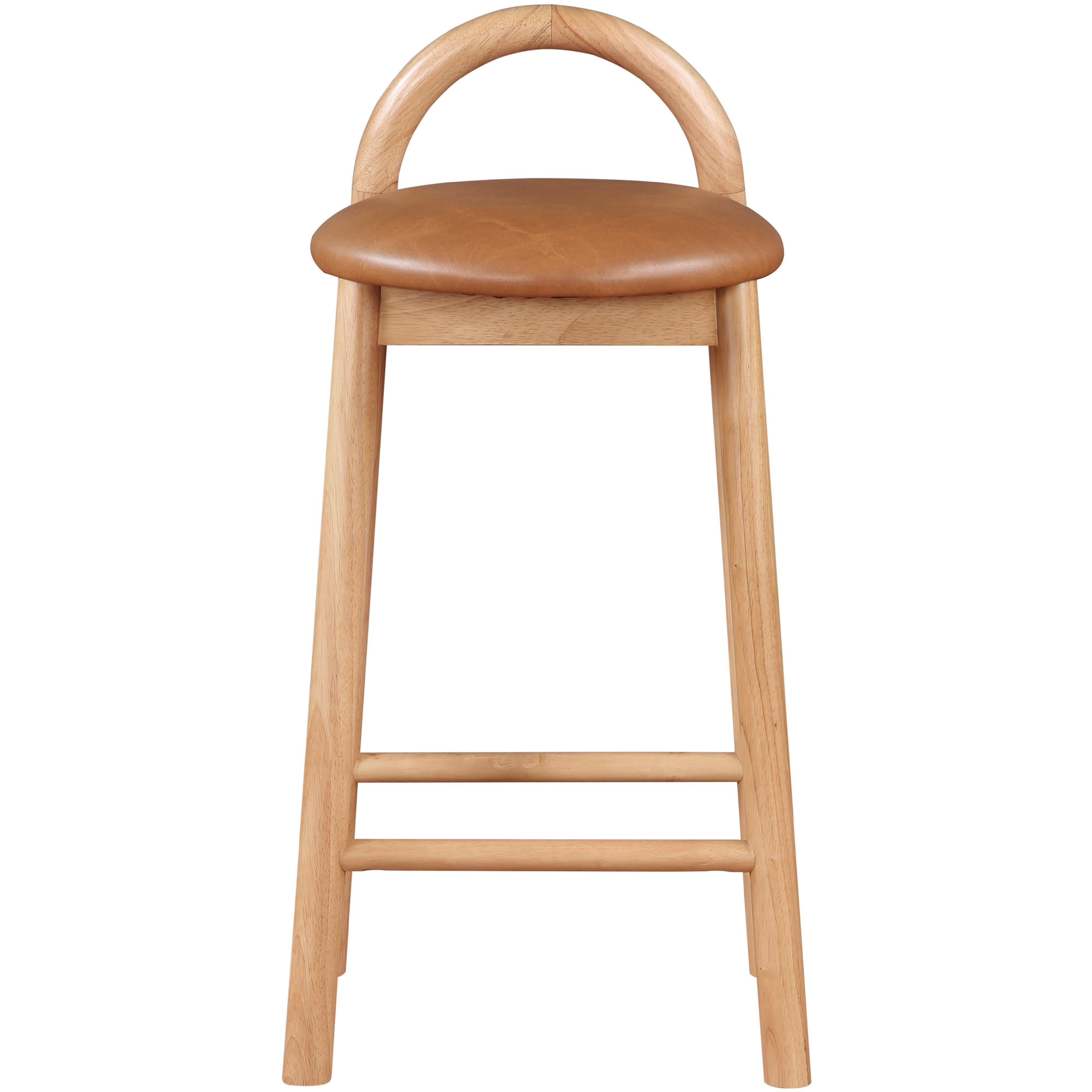 Meridian Calvin Cognac Vegan Leather Stool