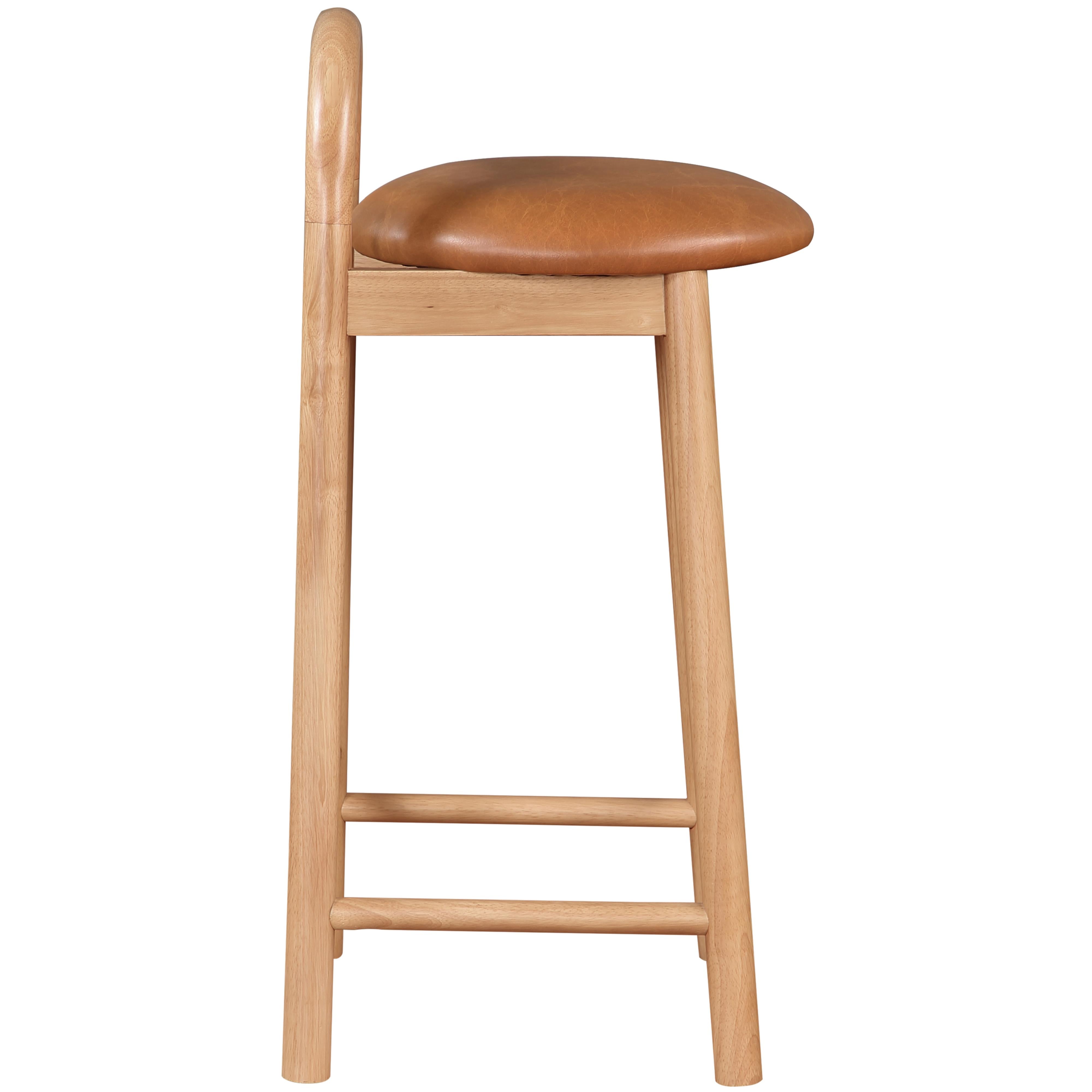 Meridian Calvin Cognac Vegan Leather Stool