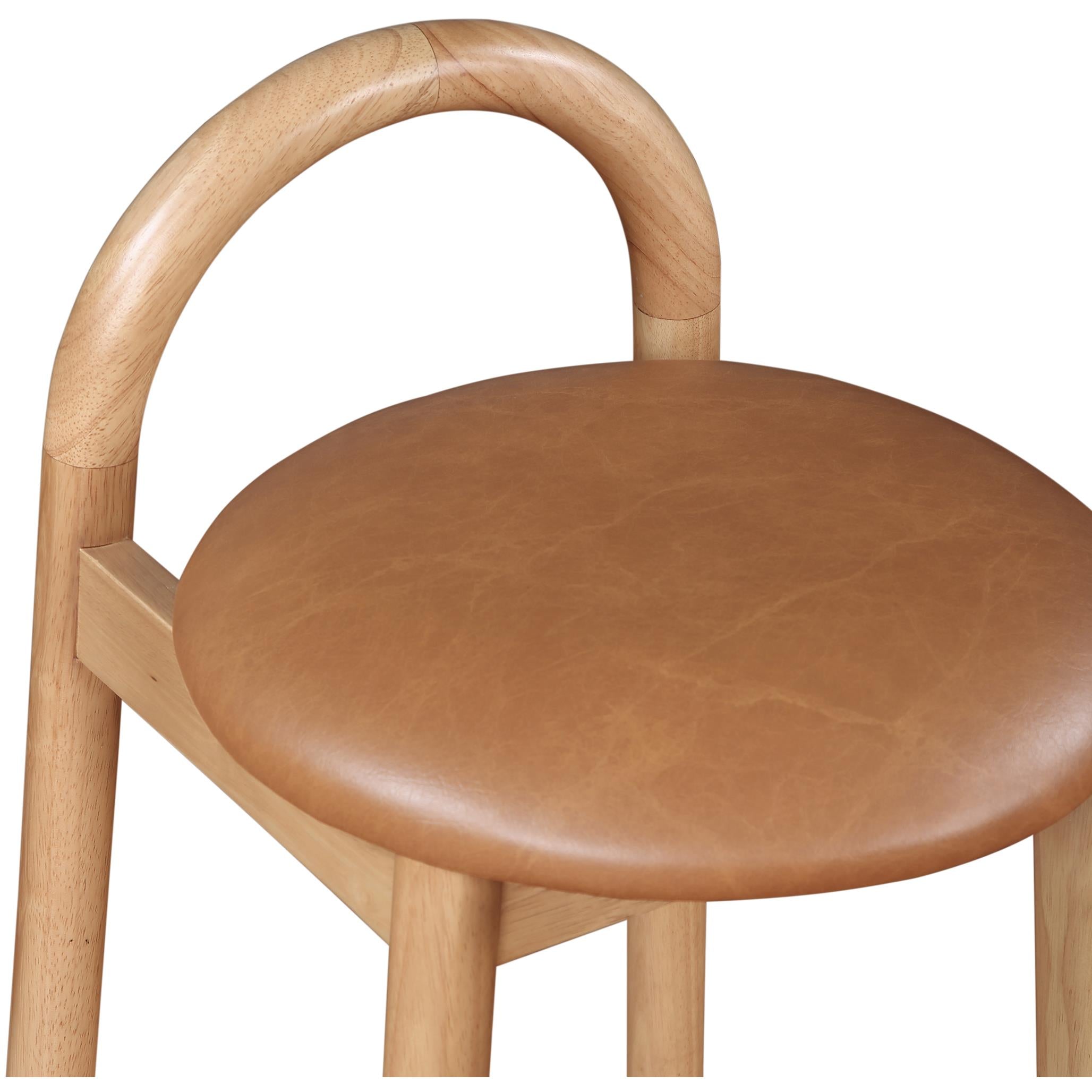 Meridian Calvin Cognac Vegan Leather Stool