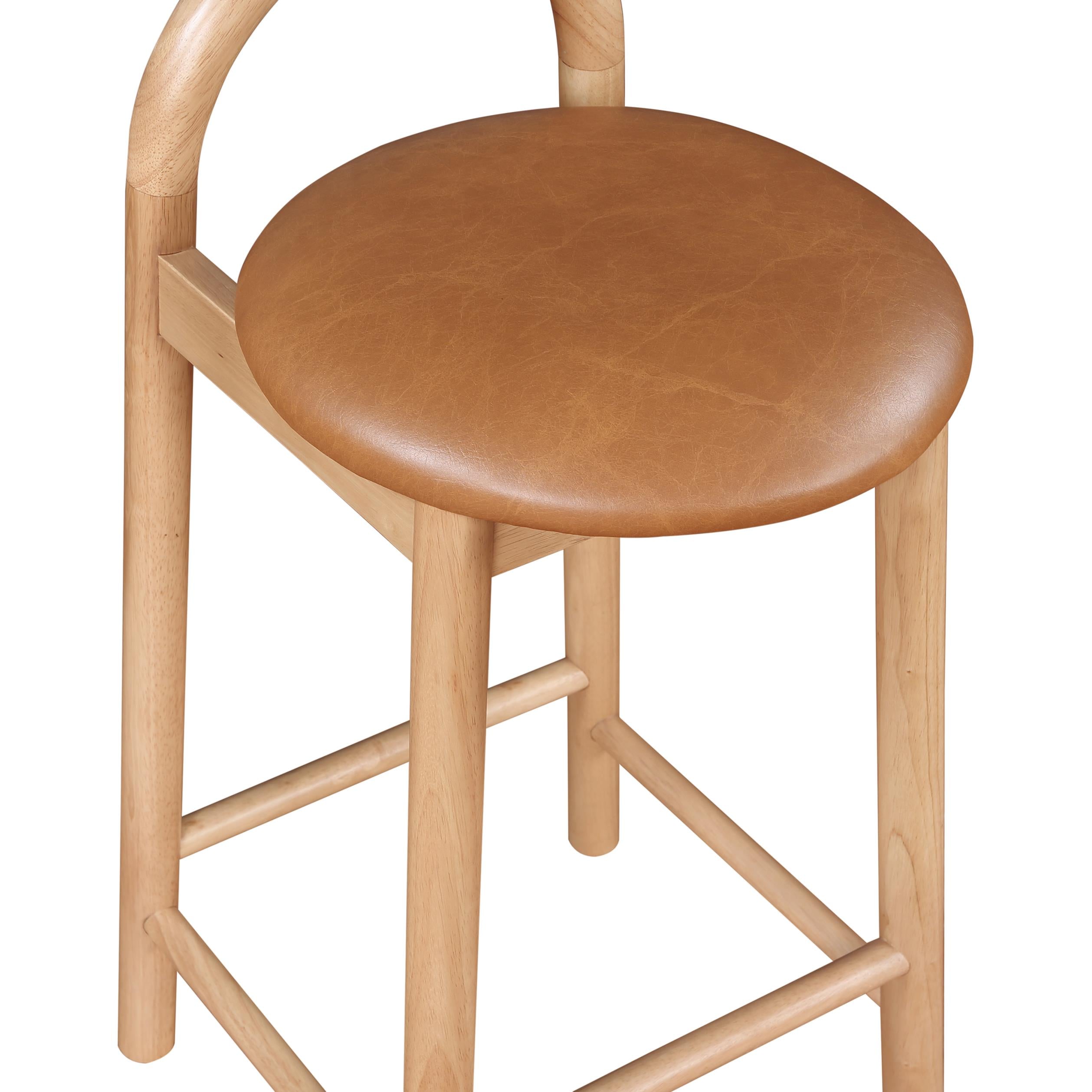 Meridian Calvin Cognac Vegan Leather Stool