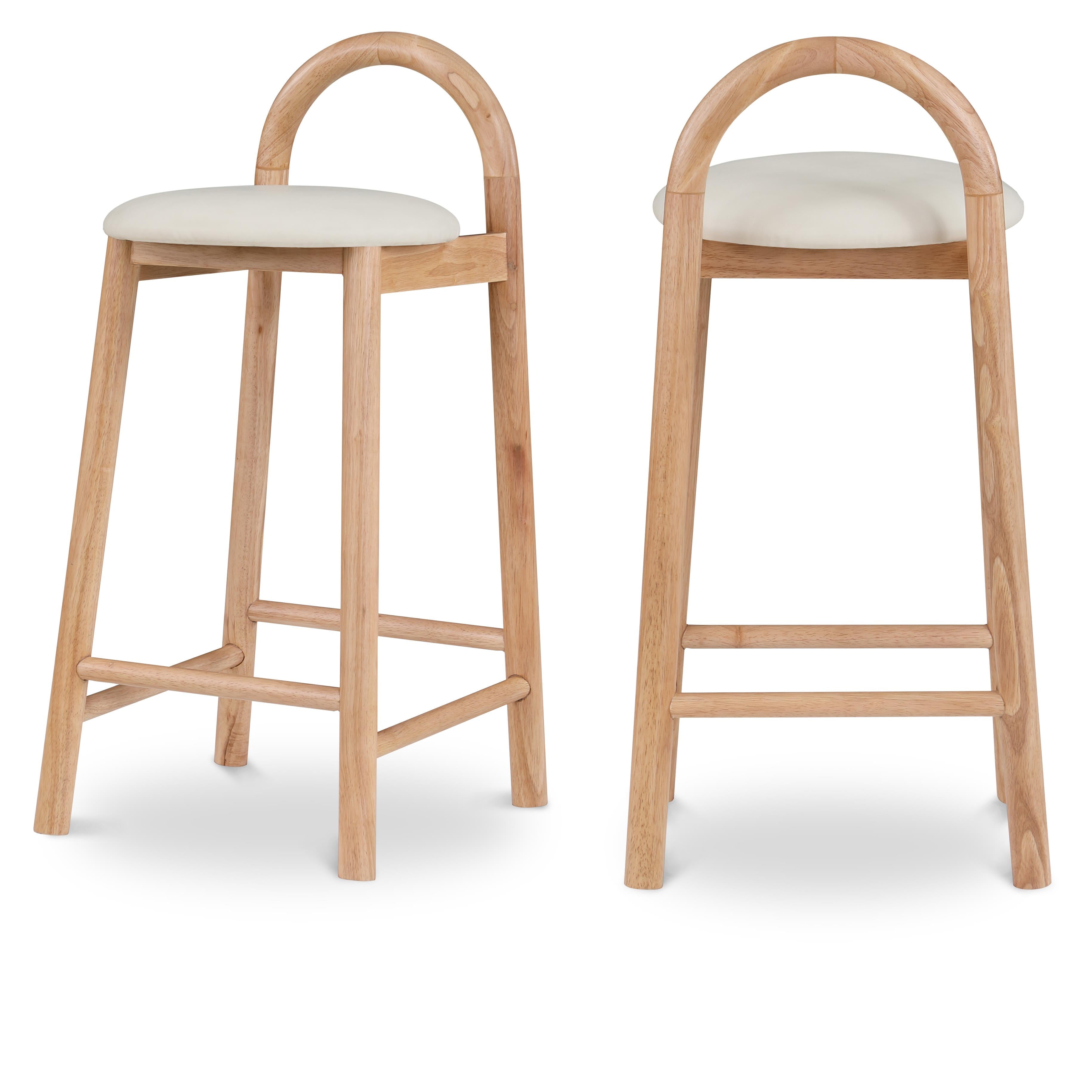 Meridian Calvin Cream Vegan Leather Stool