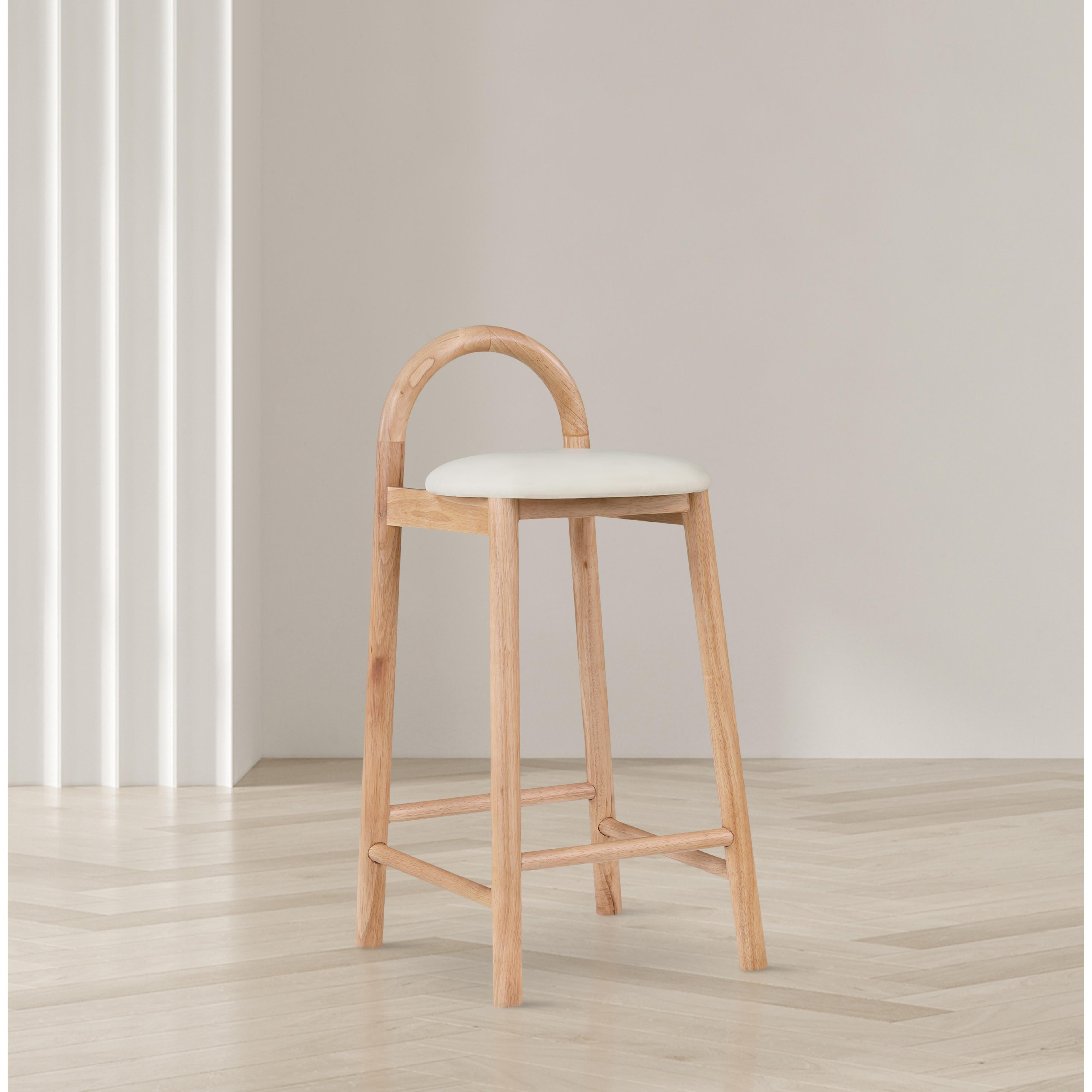 Meridian Calvin Cream Vegan Leather Stool