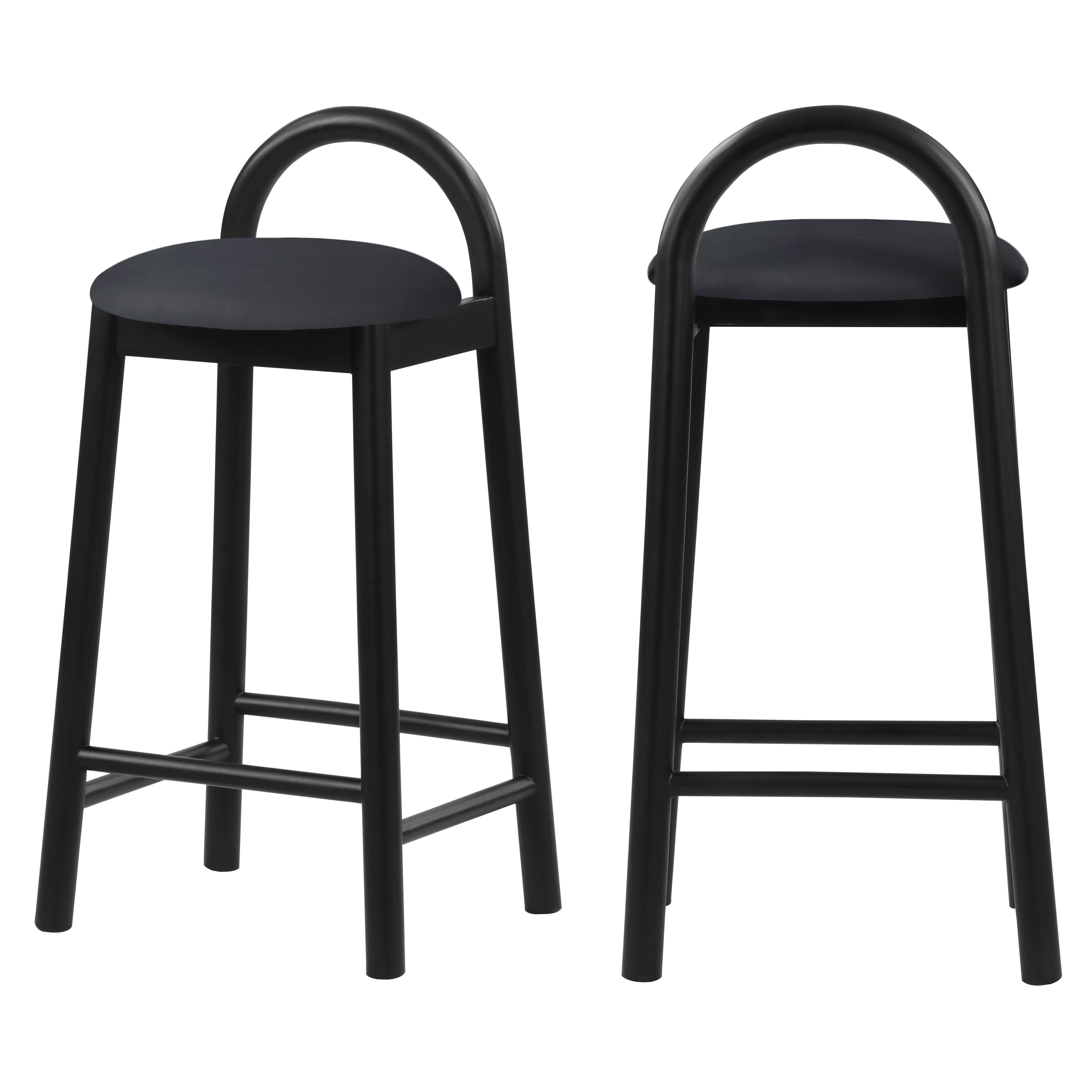 Meridian Calvin Black Vegan Leather Stool