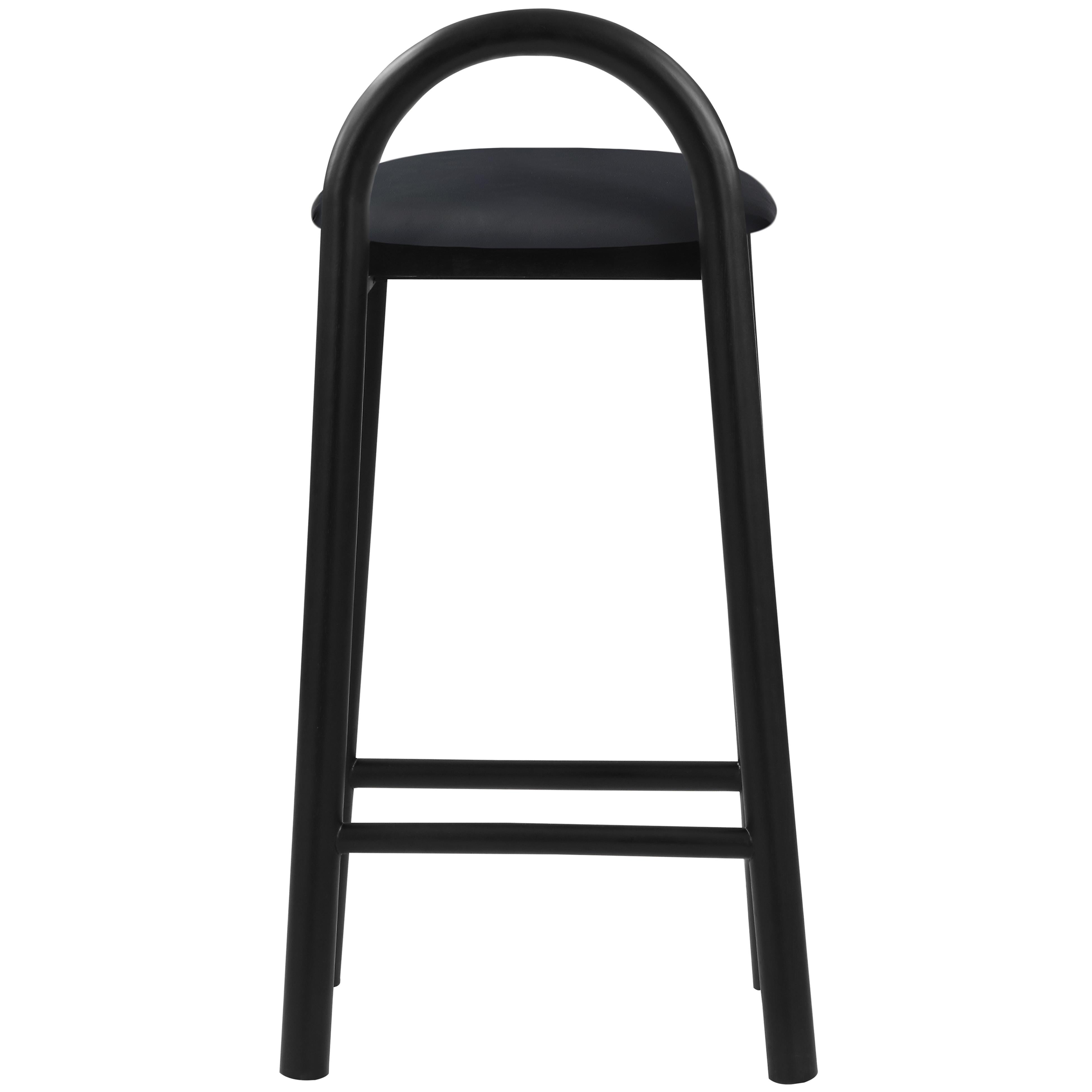 Meridian Calvin Black Vegan Leather Stool