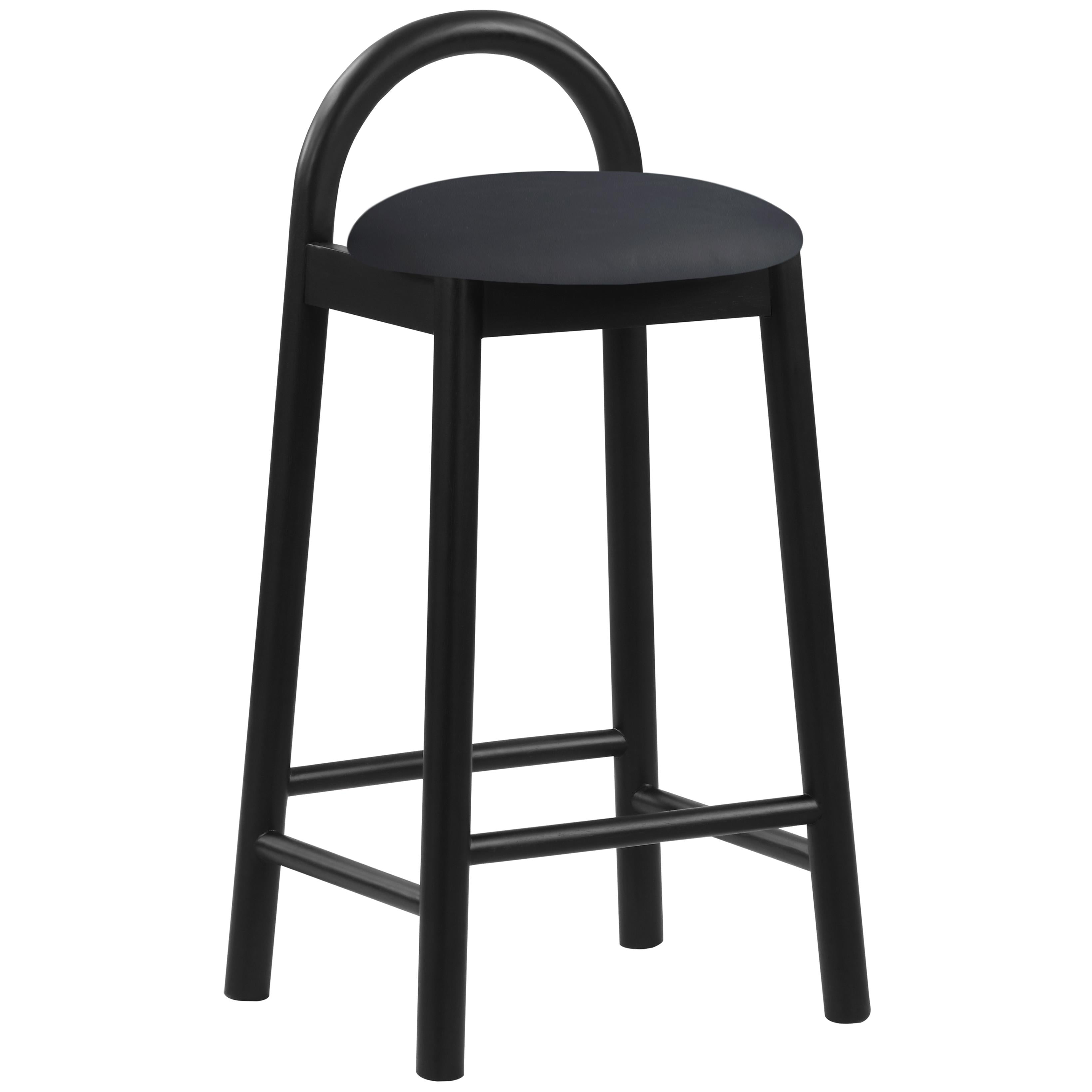 Meridian Calvin Black Vegan Leather Stool