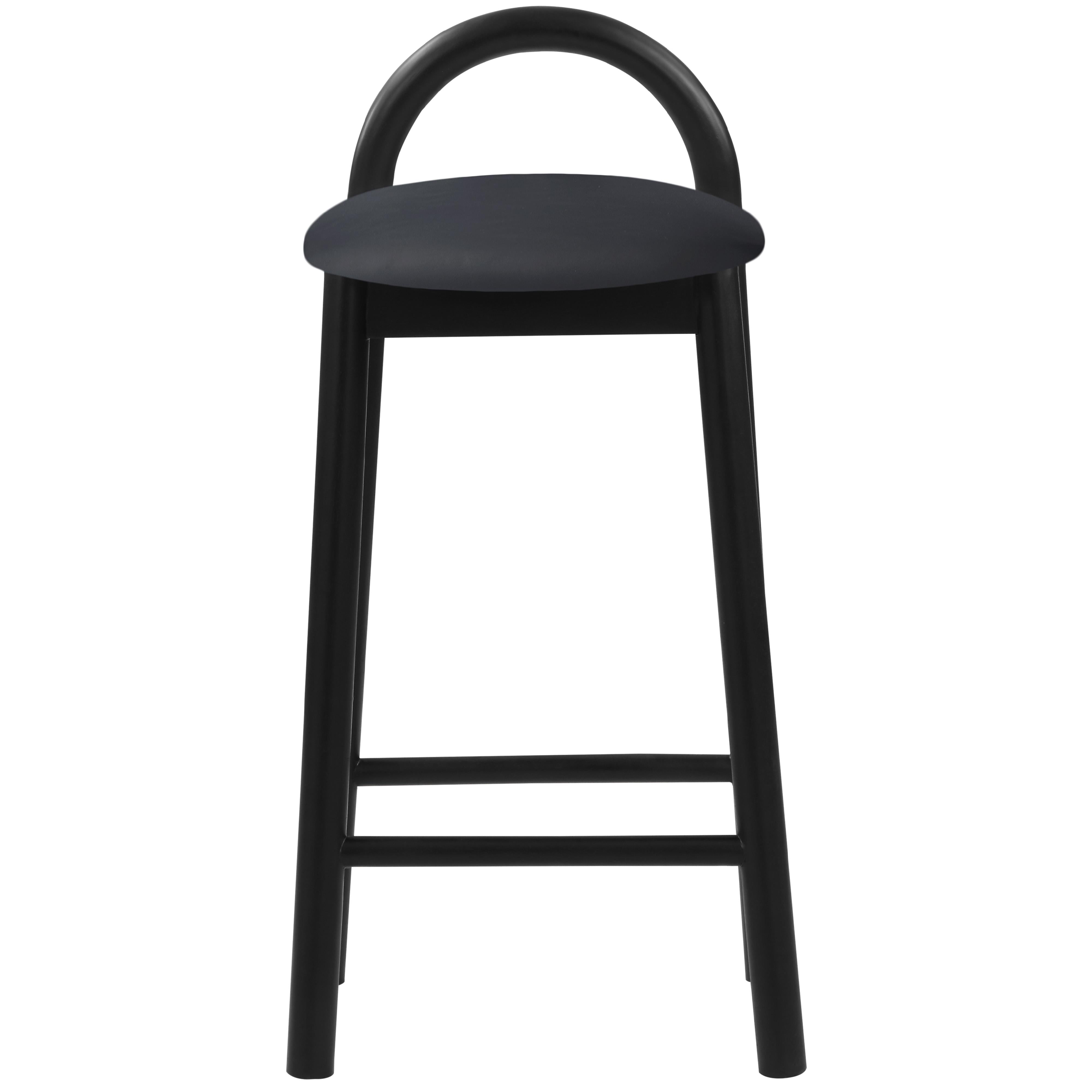 Meridian Calvin Black Vegan Leather Stool