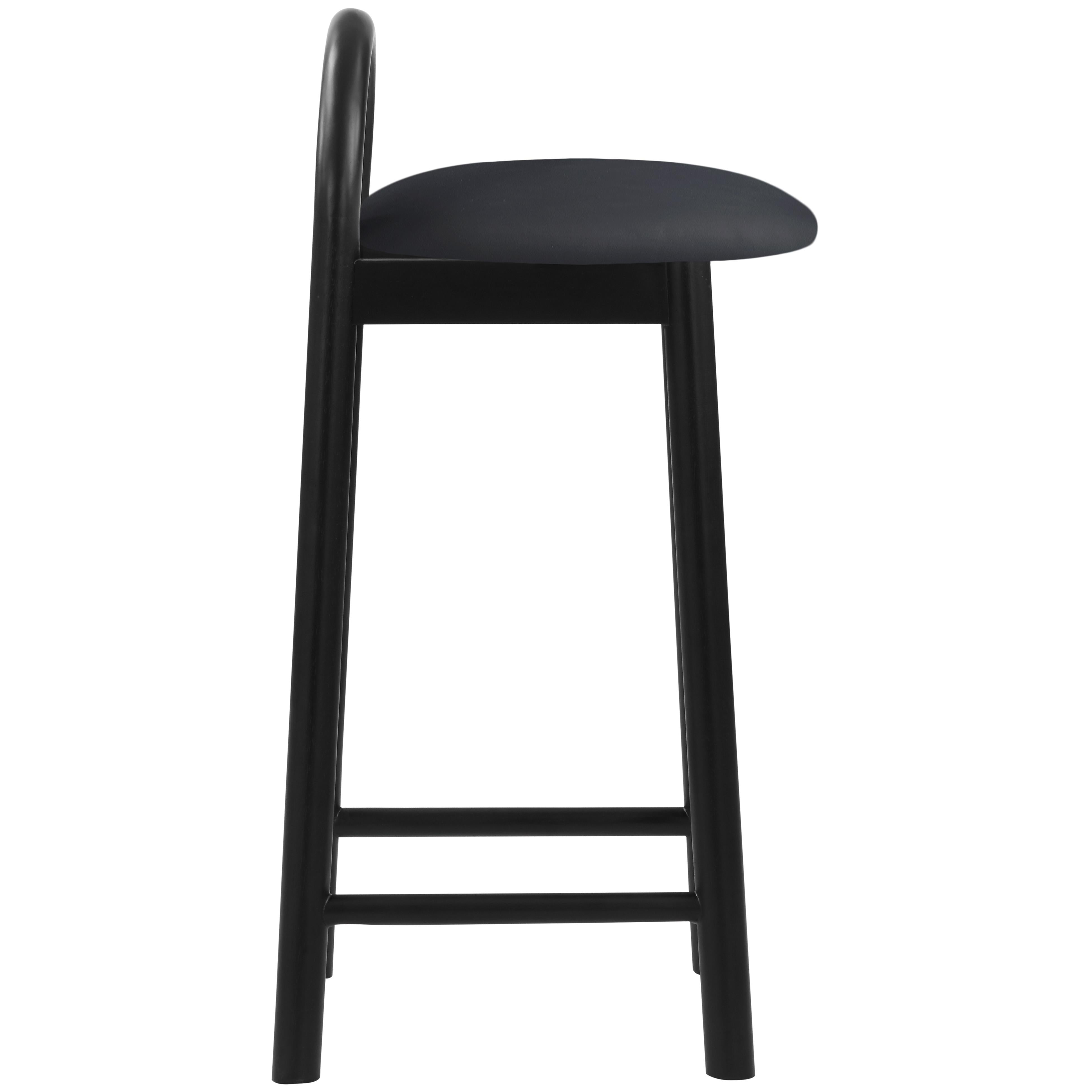 Meridian Calvin Black Vegan Leather Stool