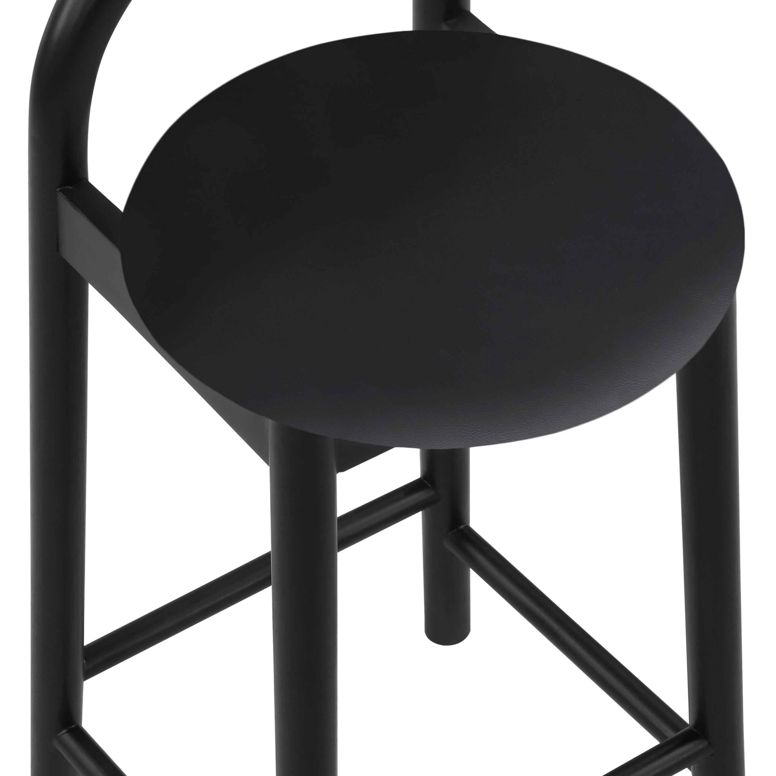 Meridian Calvin Black Vegan Leather Stool