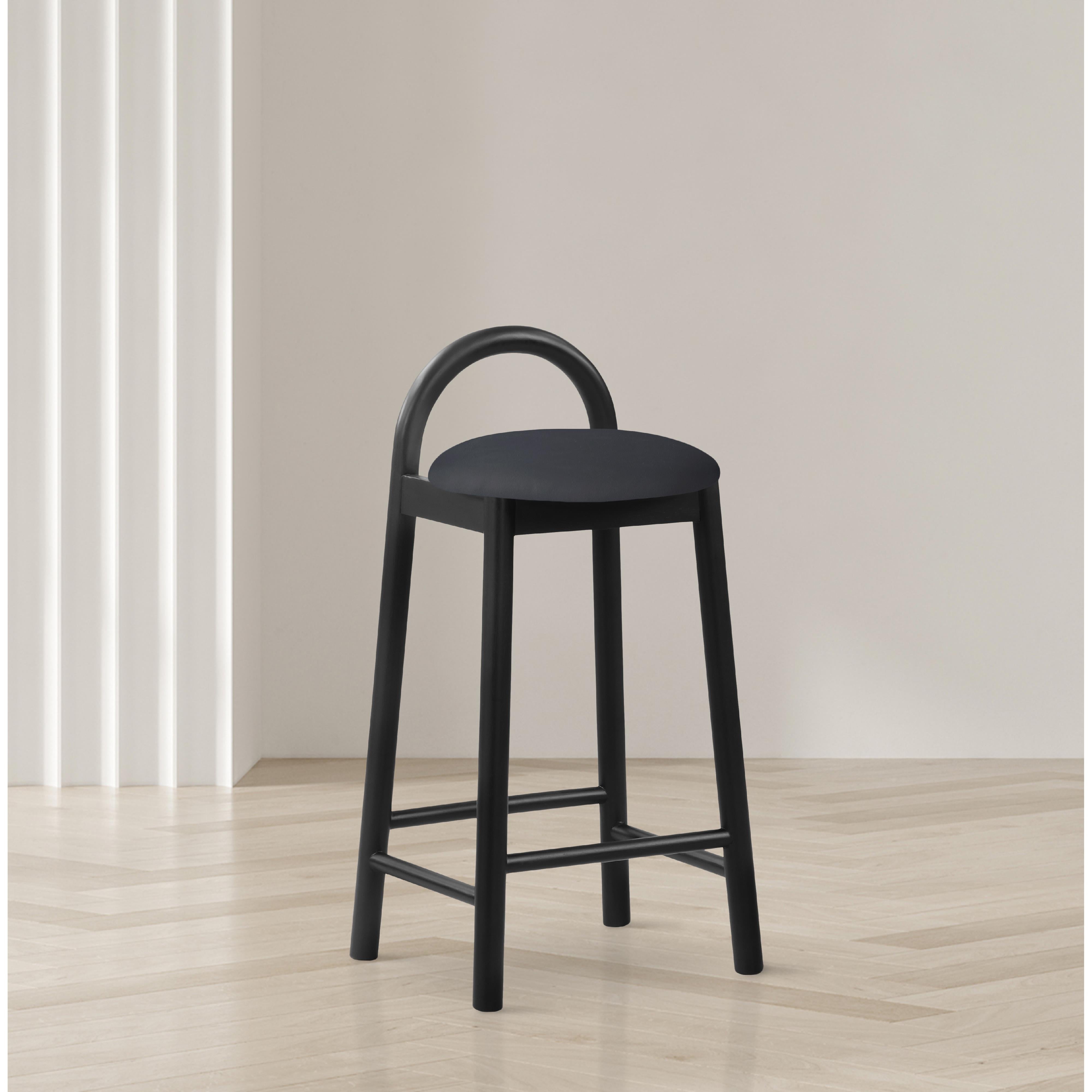 Meridian Calvin Black Vegan Leather Stool