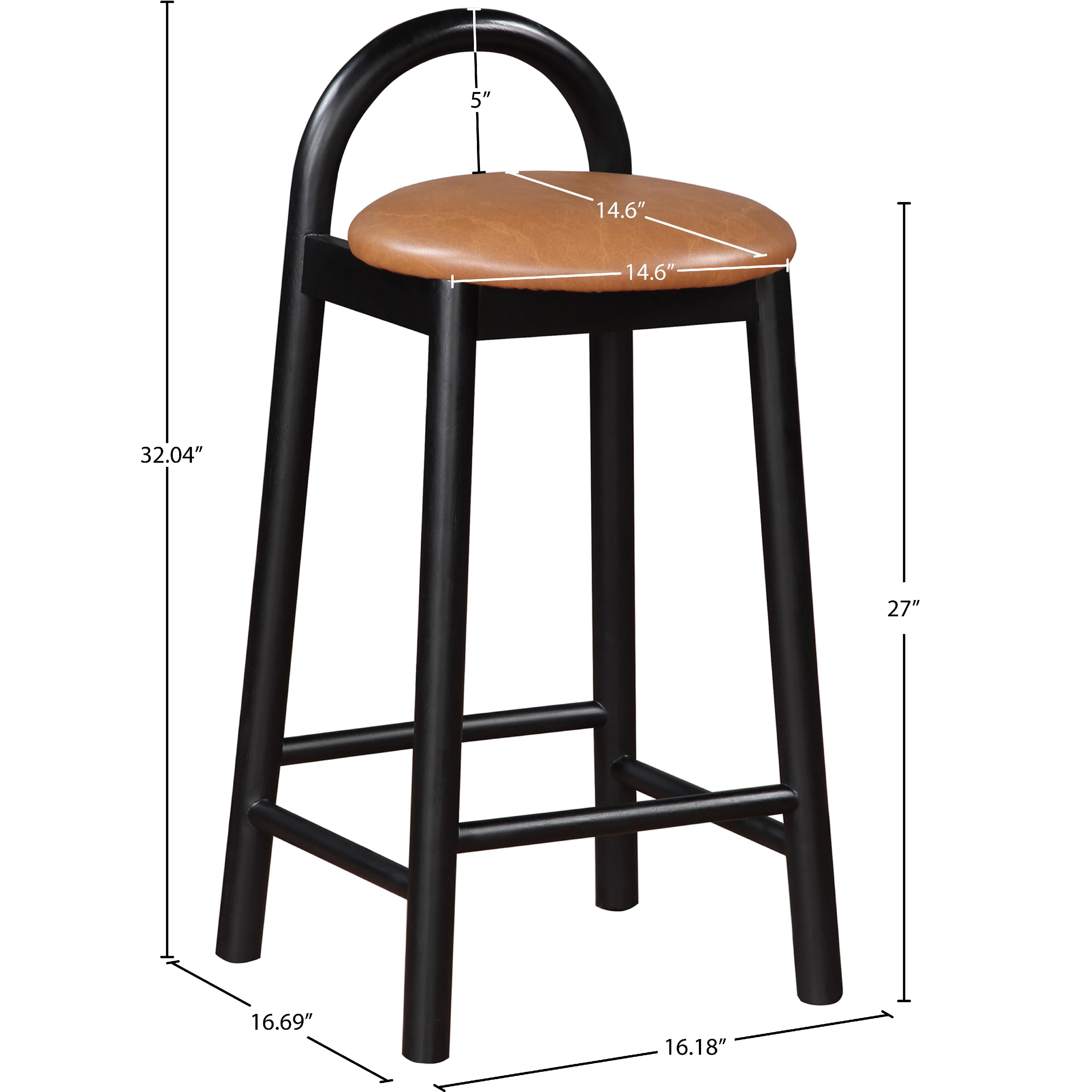 Meridian Calvin Cognac Vegan Leather Stool