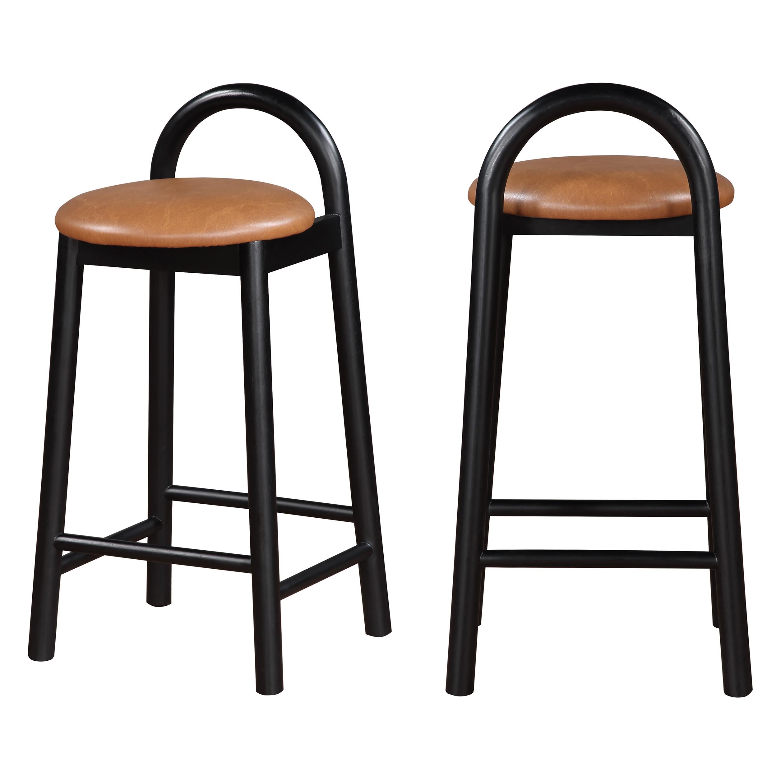 Meridian Calvin Cognac Vegan Leather Stool