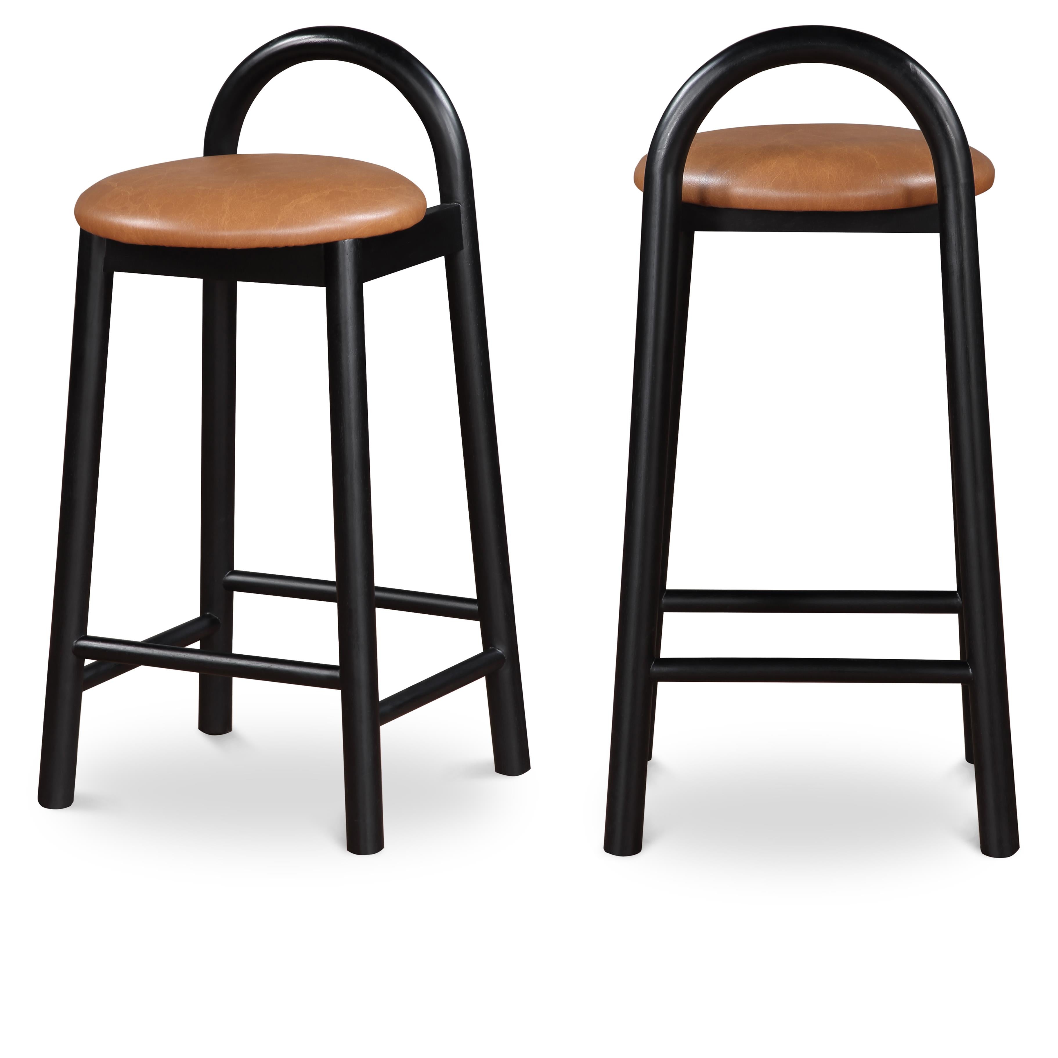 Meridian Calvin Cognac Vegan Leather Stool