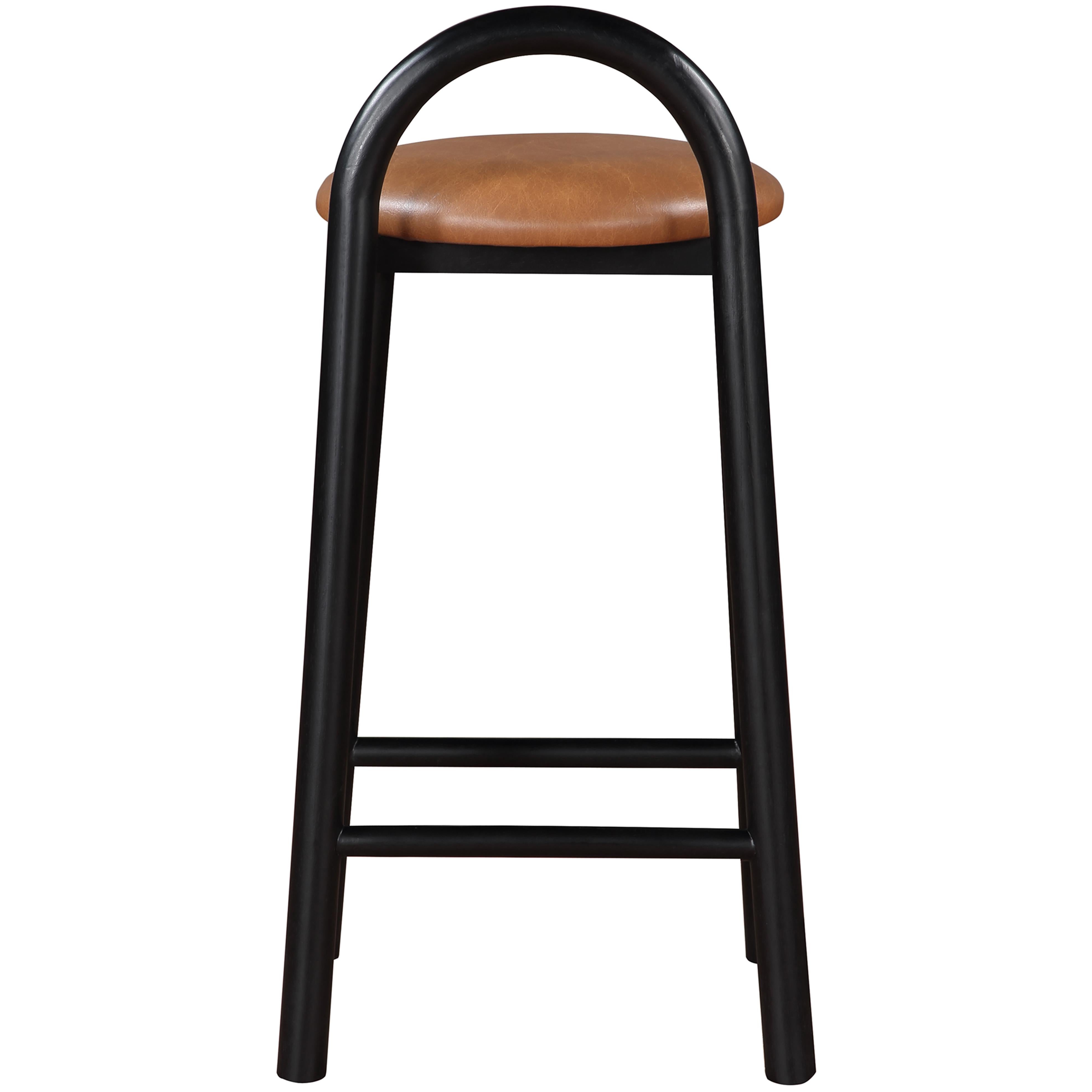 Meridian Calvin Cognac Vegan Leather Stool