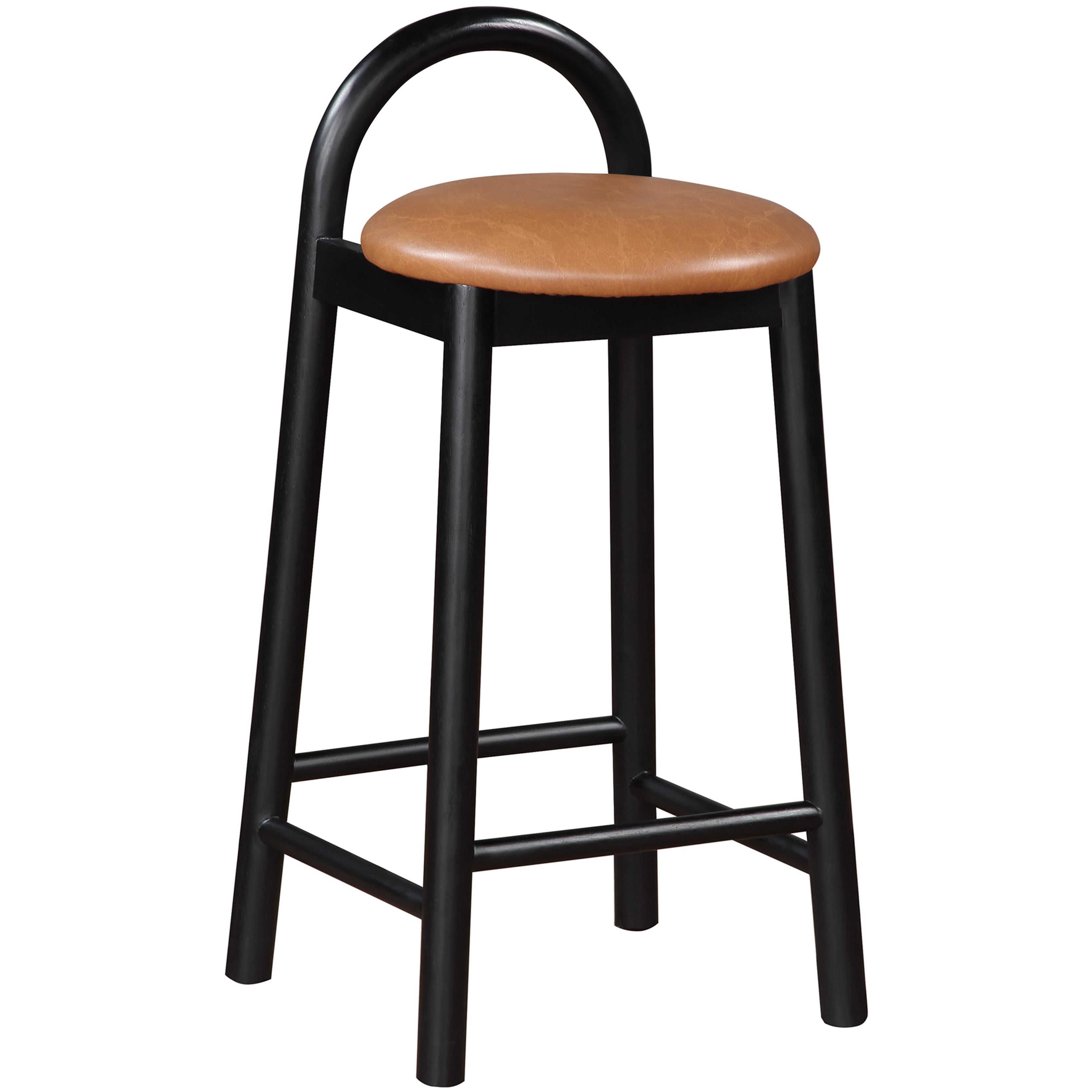 Meridian Calvin Cognac Vegan Leather Stool