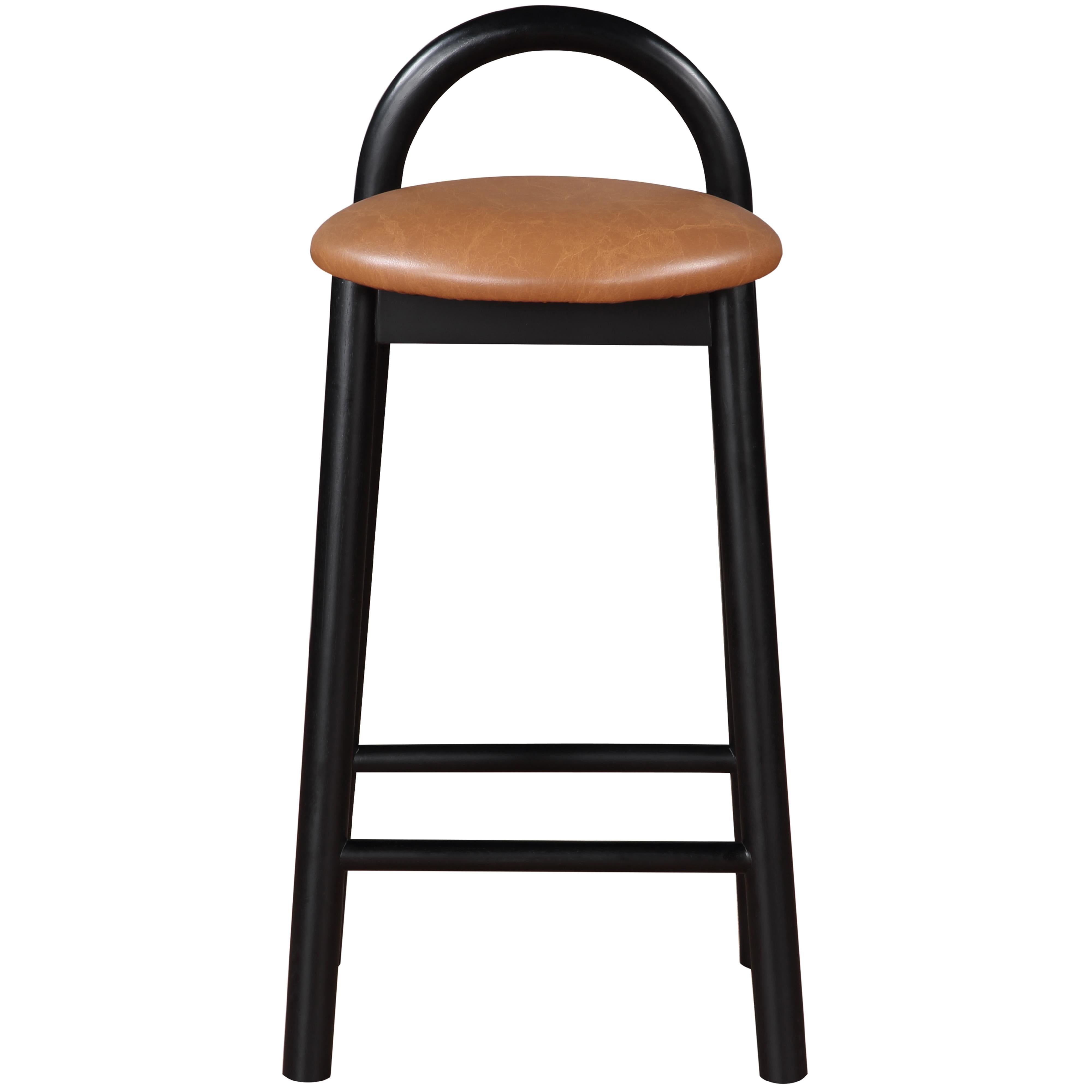 Meridian Calvin Cognac Vegan Leather Stool