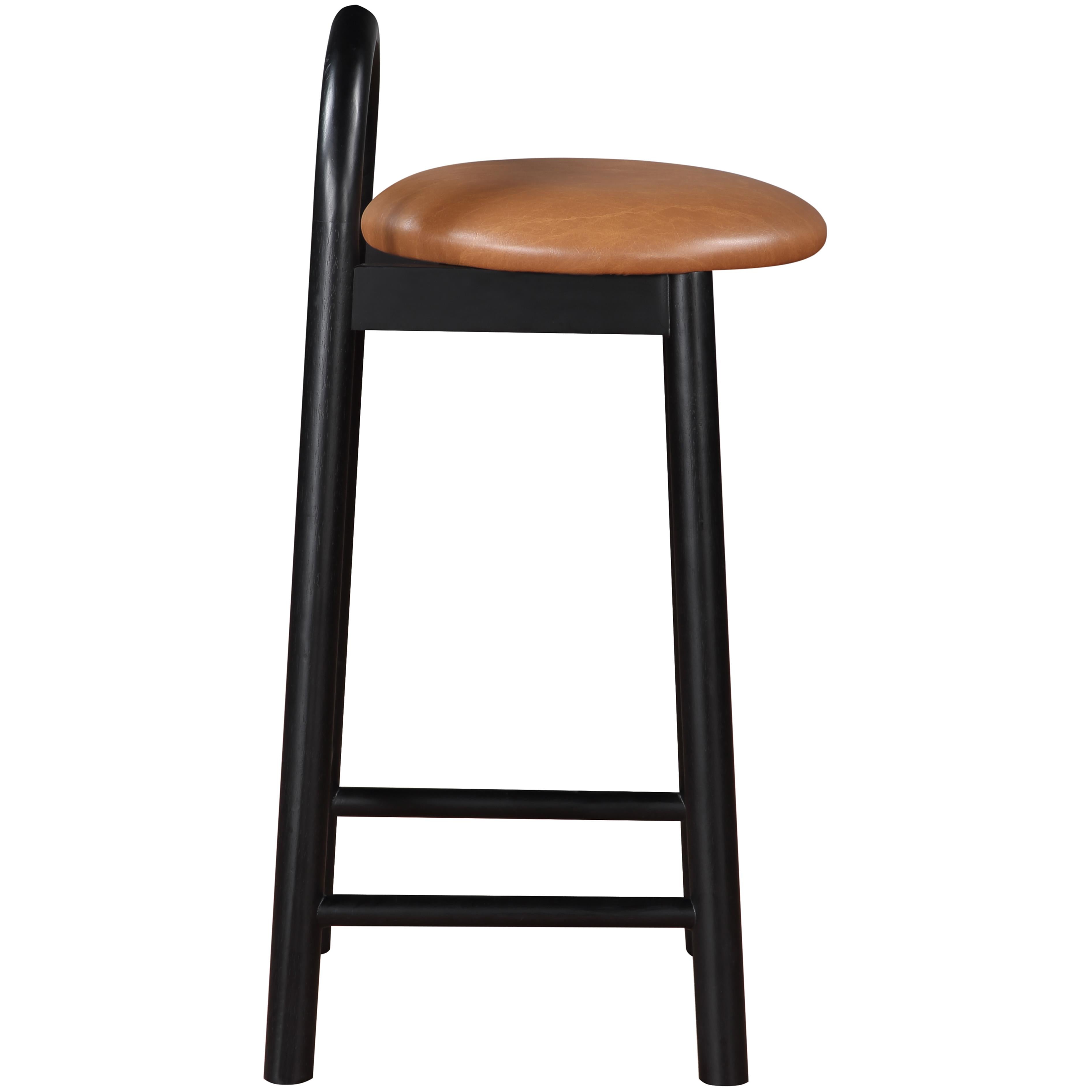 Meridian Calvin Cognac Vegan Leather Stool