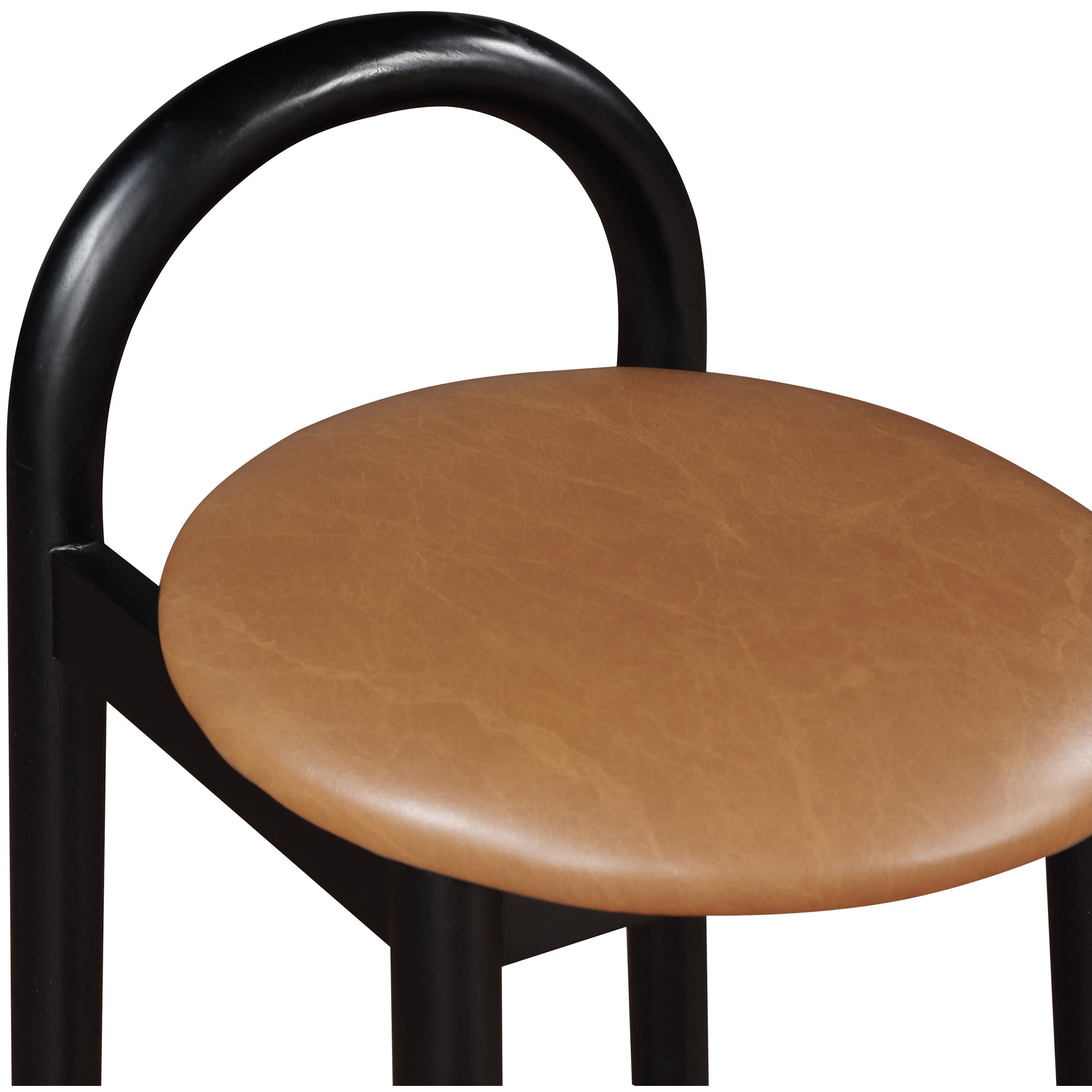 Meridian Calvin Cognac Vegan Leather Stool