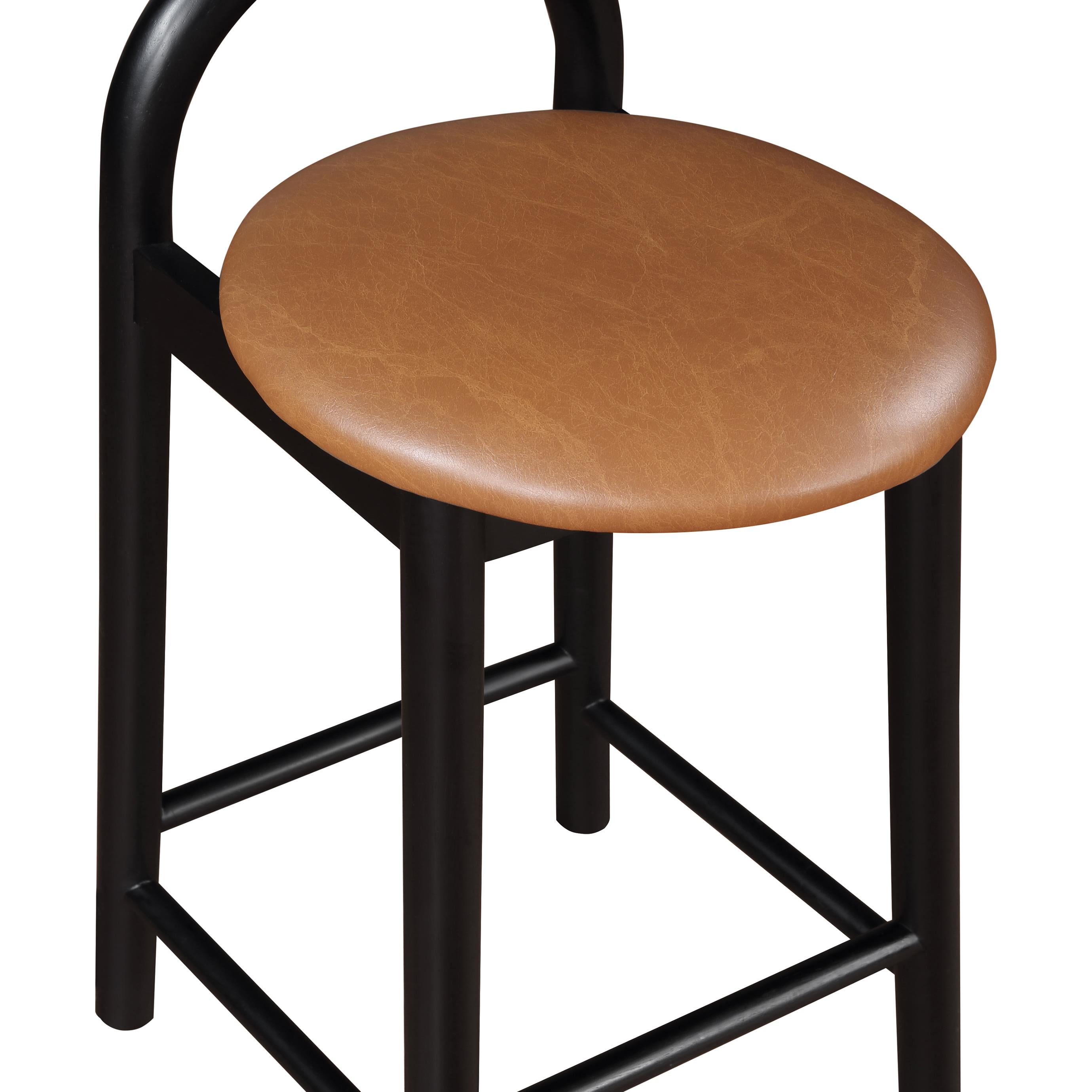 Meridian Calvin Cognac Vegan Leather Stool