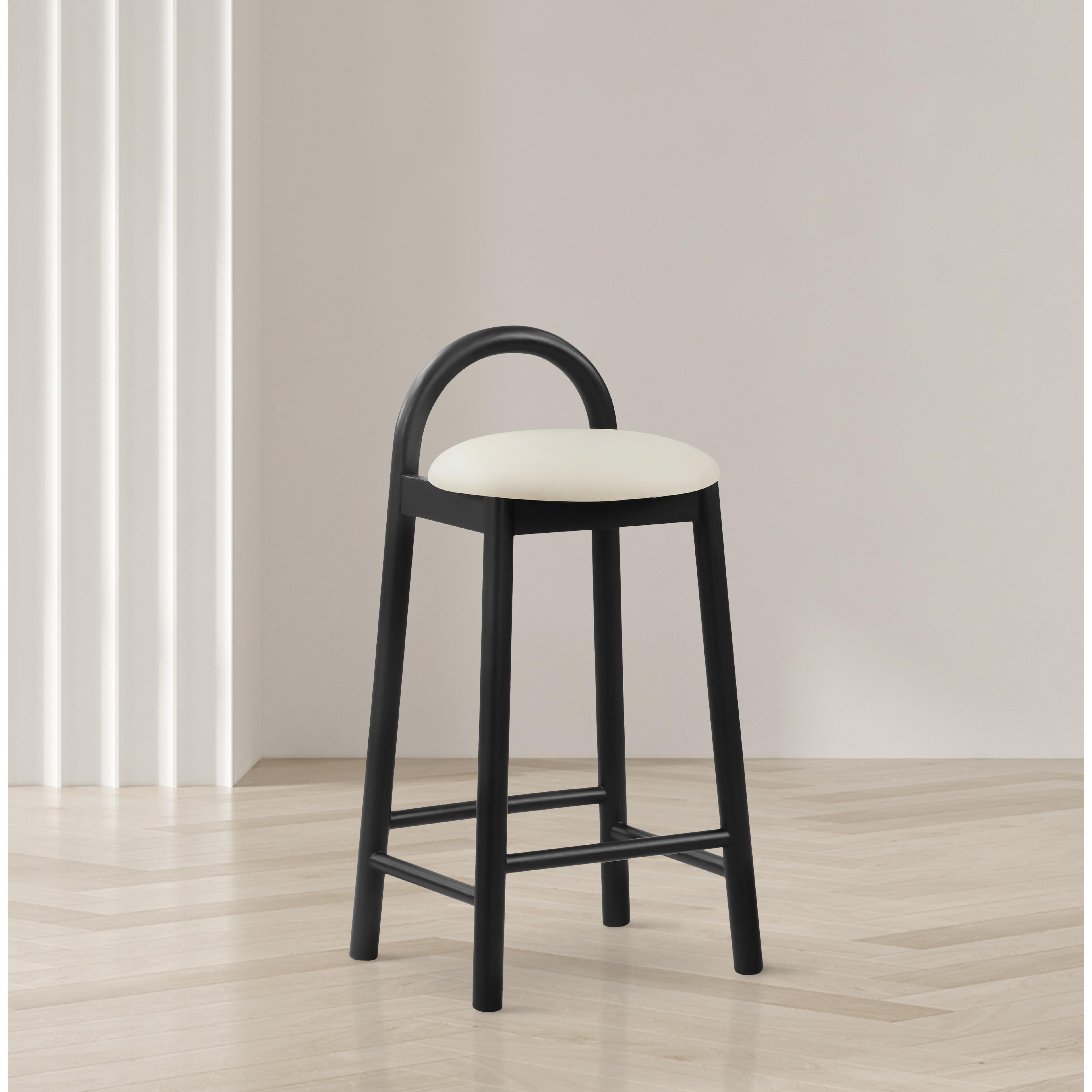 Meridian Calvin Cream Vegan Leather Stool