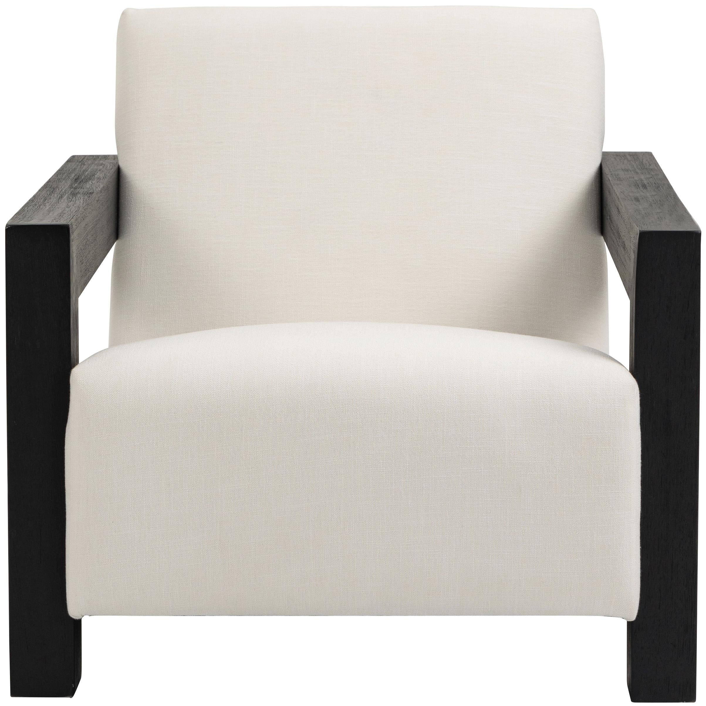 Meridian Ward Cream Linen Textured Fabric Accent Chair