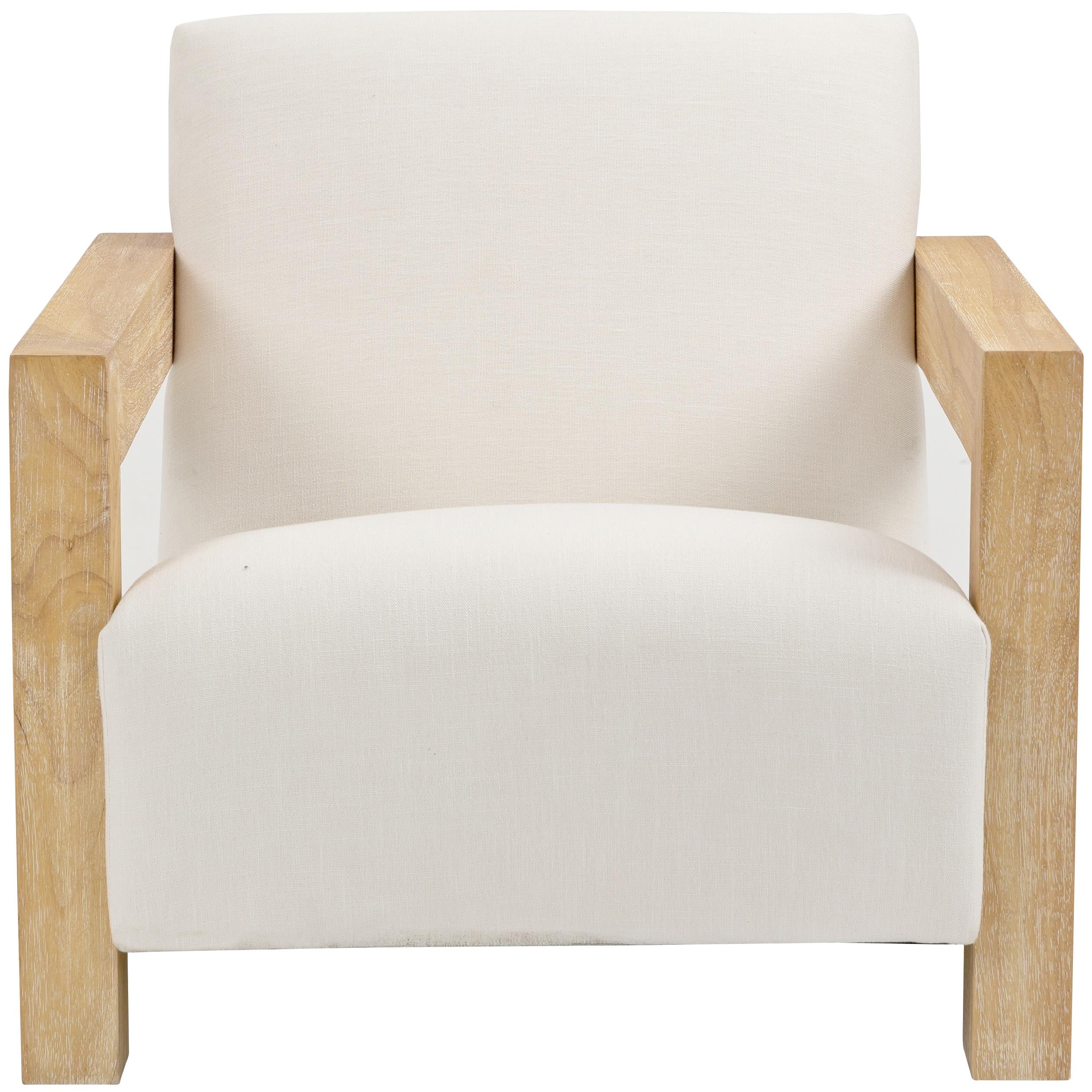 Meridian Ward Cream Linen Textured Fabric Accent Chair