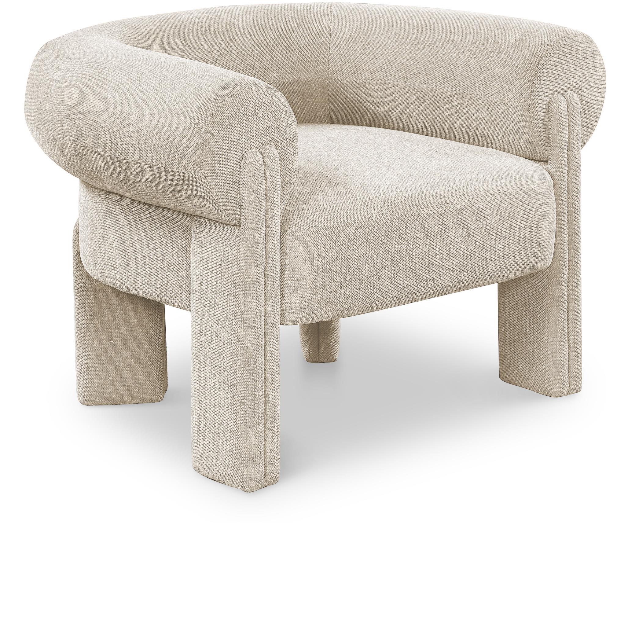 Meridian Stefano Beige Polyester Fabric Accent Chair