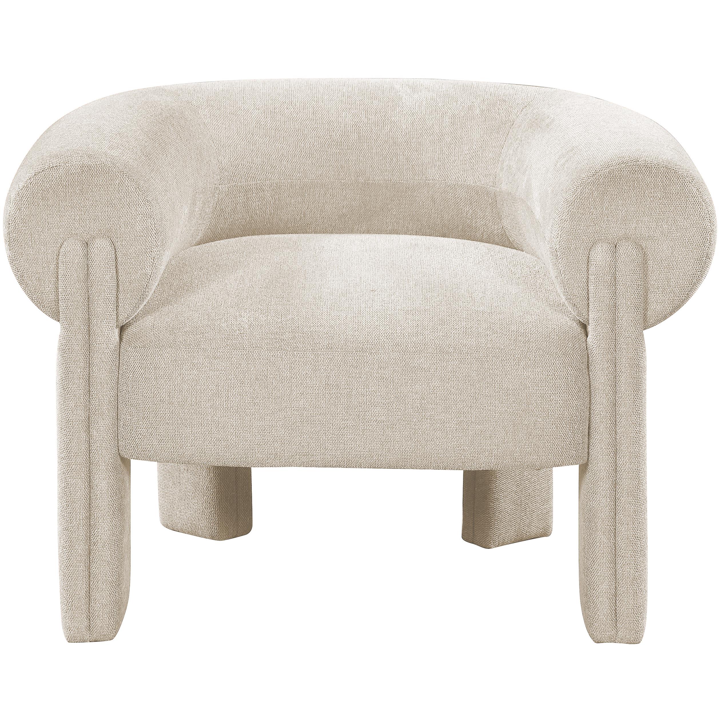 Meridian Stefano Beige Polyester Fabric Accent Chair