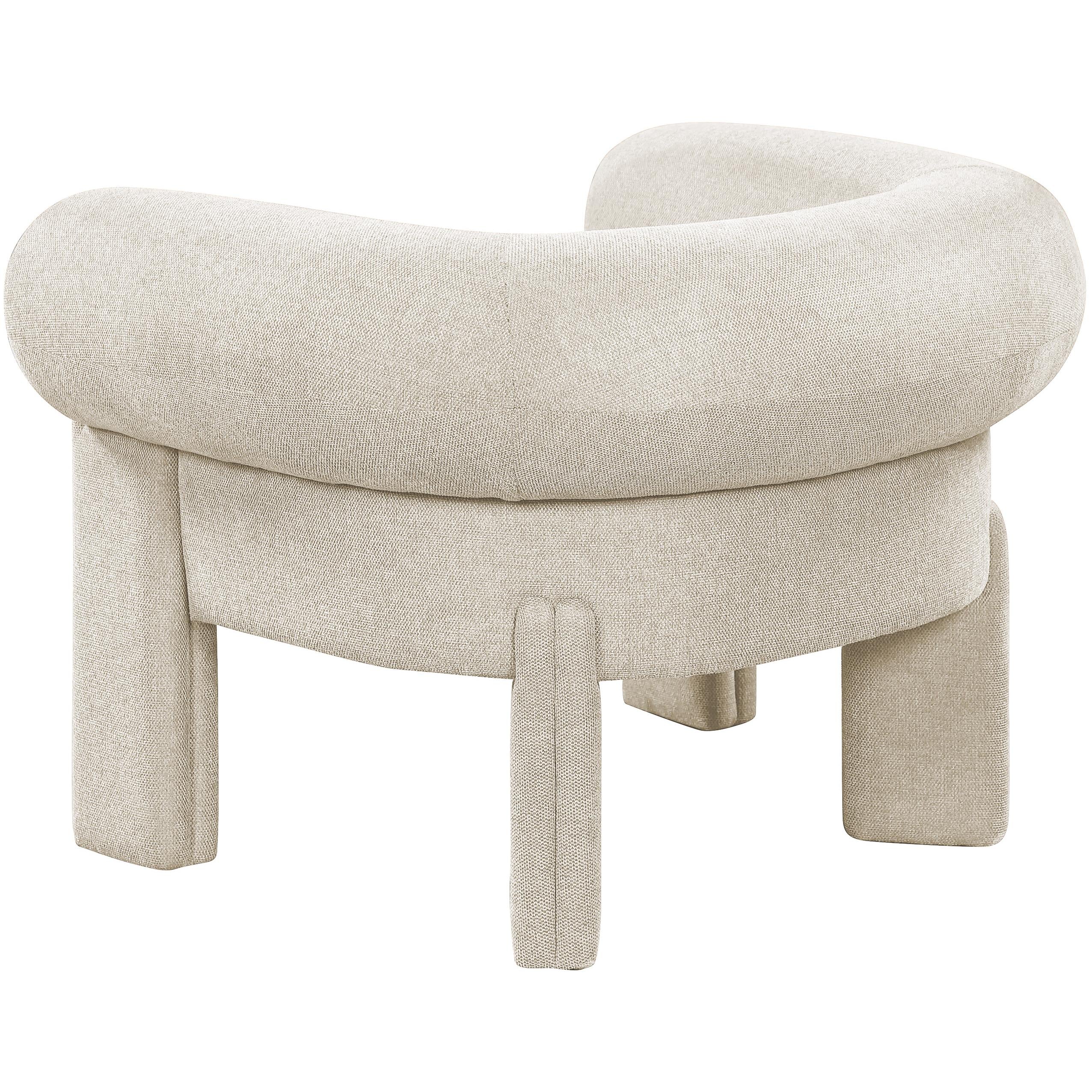 Meridian Stefano Beige Polyester Fabric Accent Chair