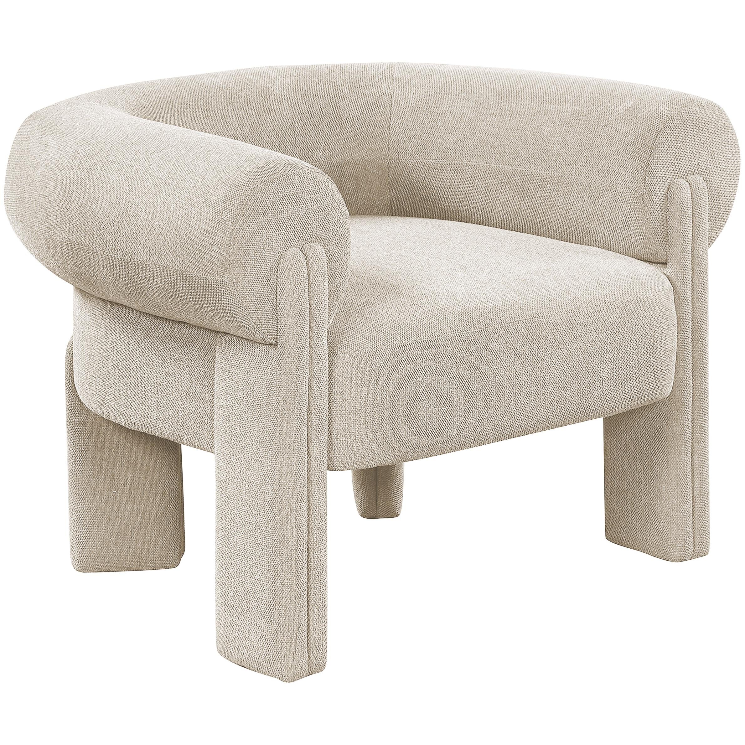 Meridian Stefano Beige Polyester Fabric Accent Chair