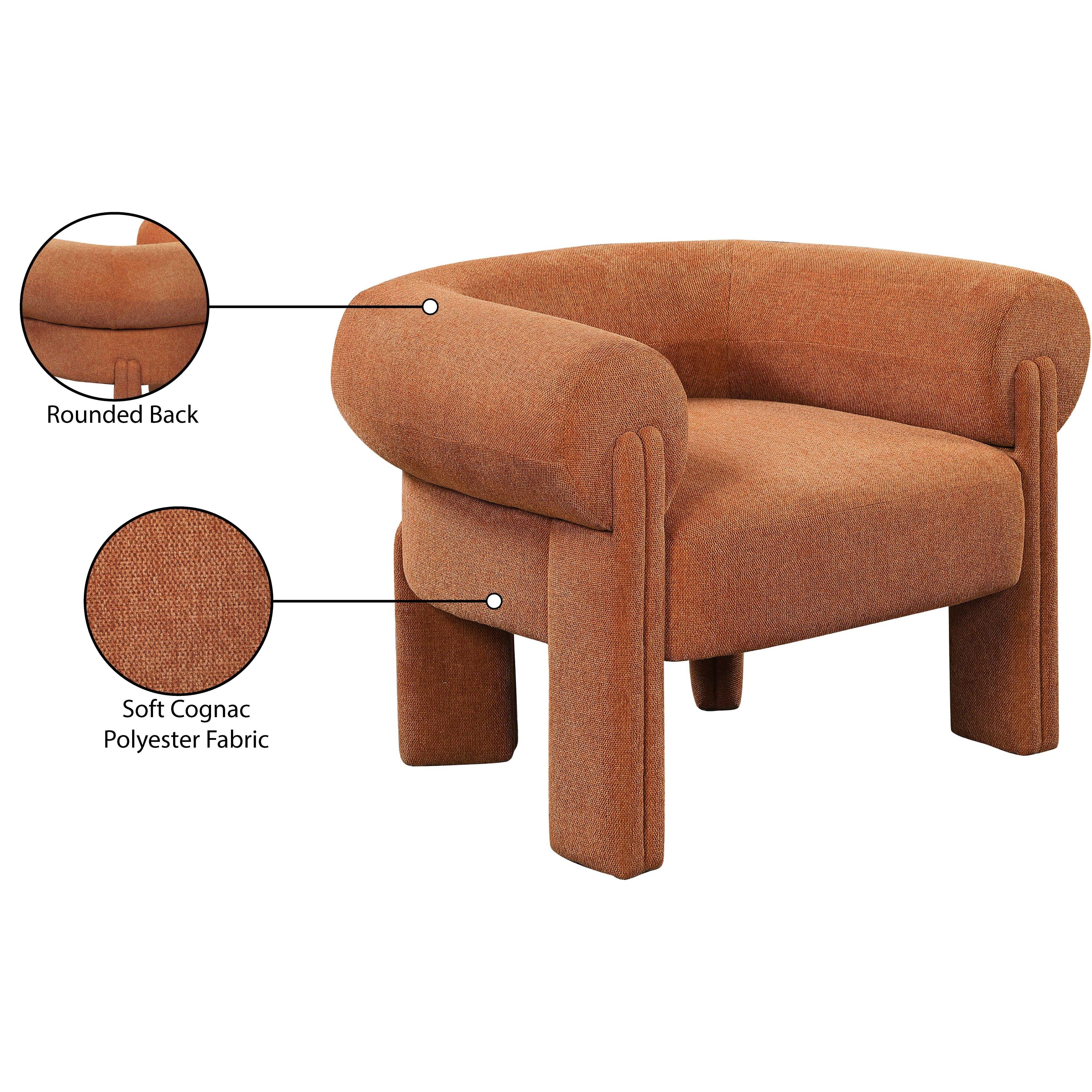 Meridian Stefano Cognac Polyester Fabric Accent Chair