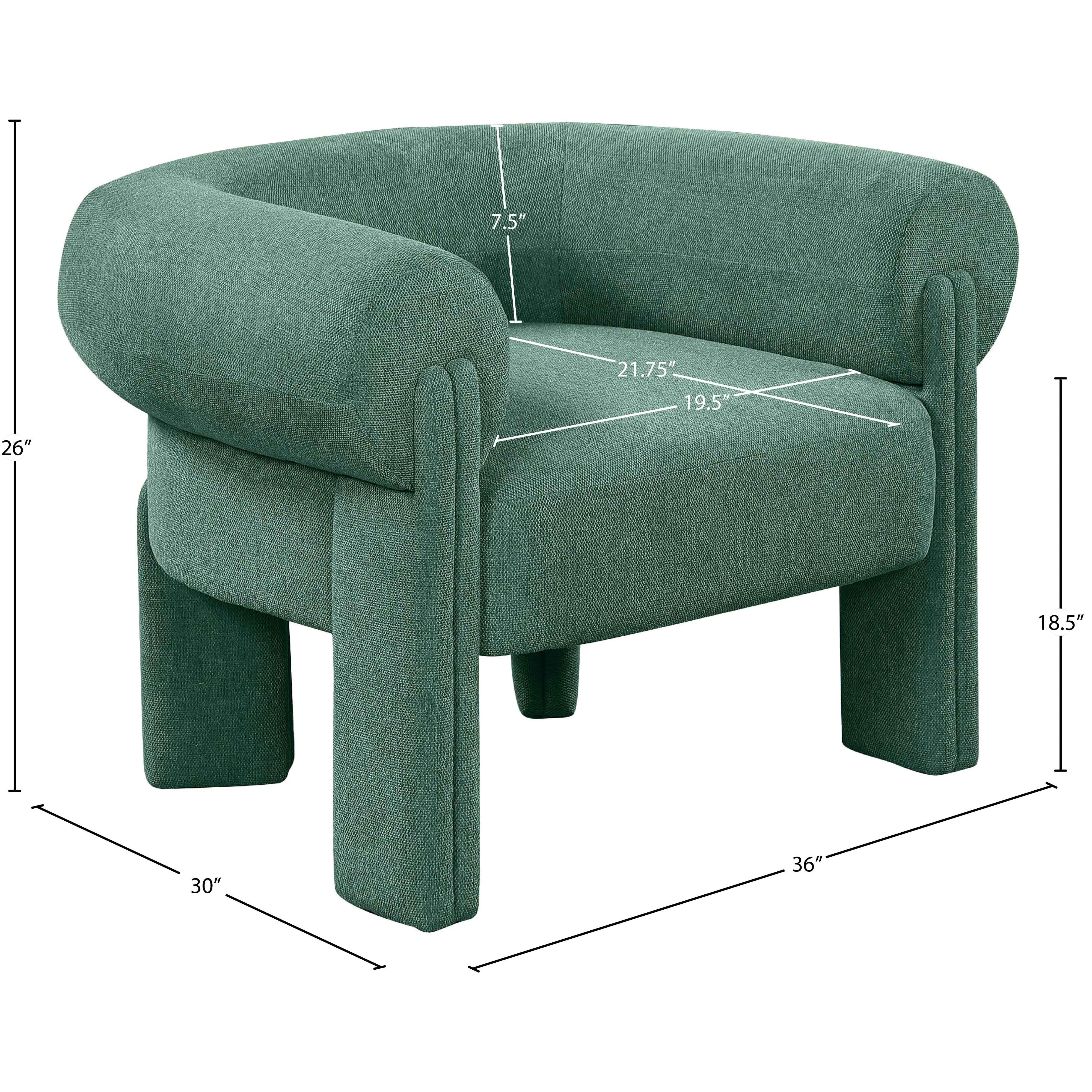 Meridian Stefano Green Polyester Fabric Accent Chair