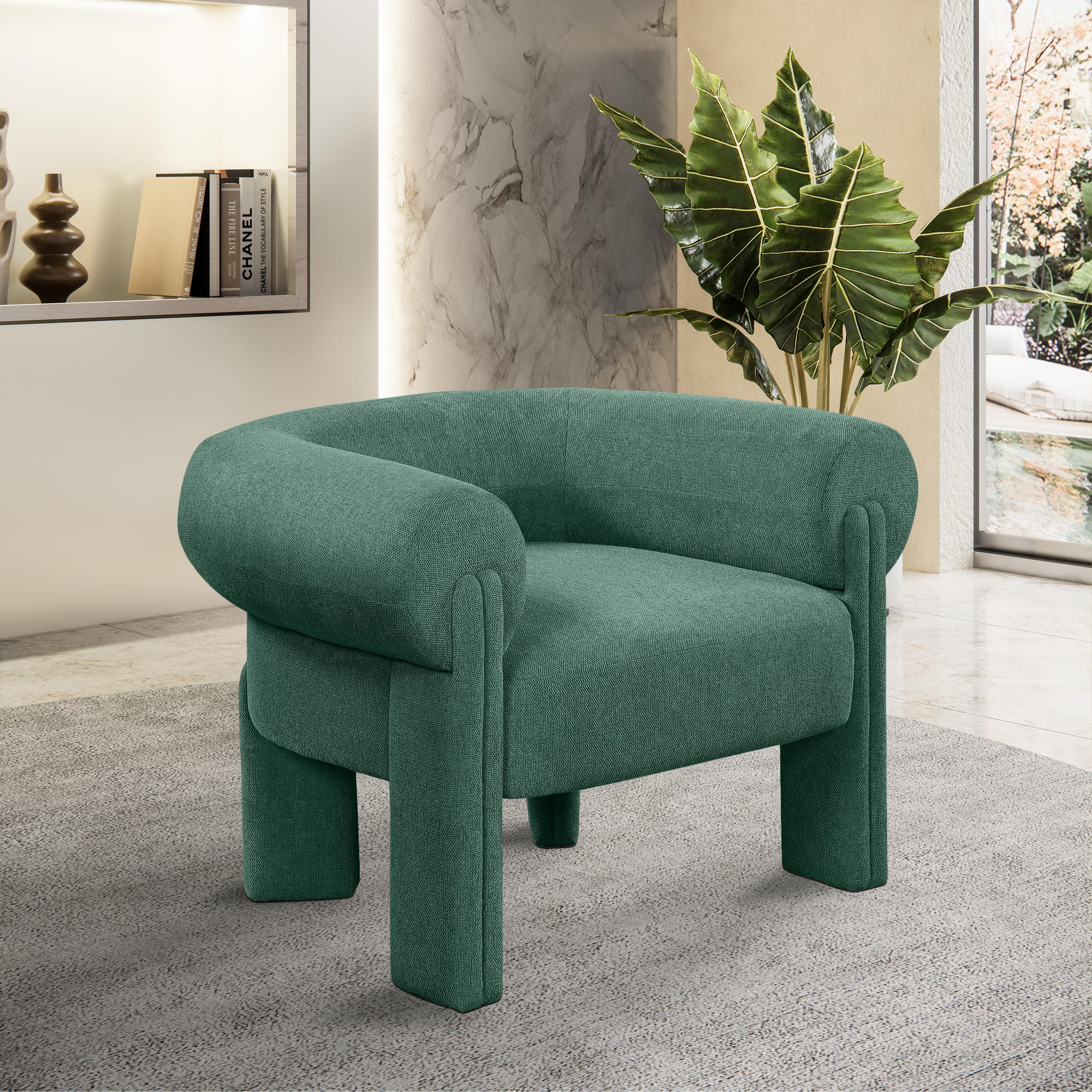 Meridian Stefano Green Polyester Fabric Accent Chair