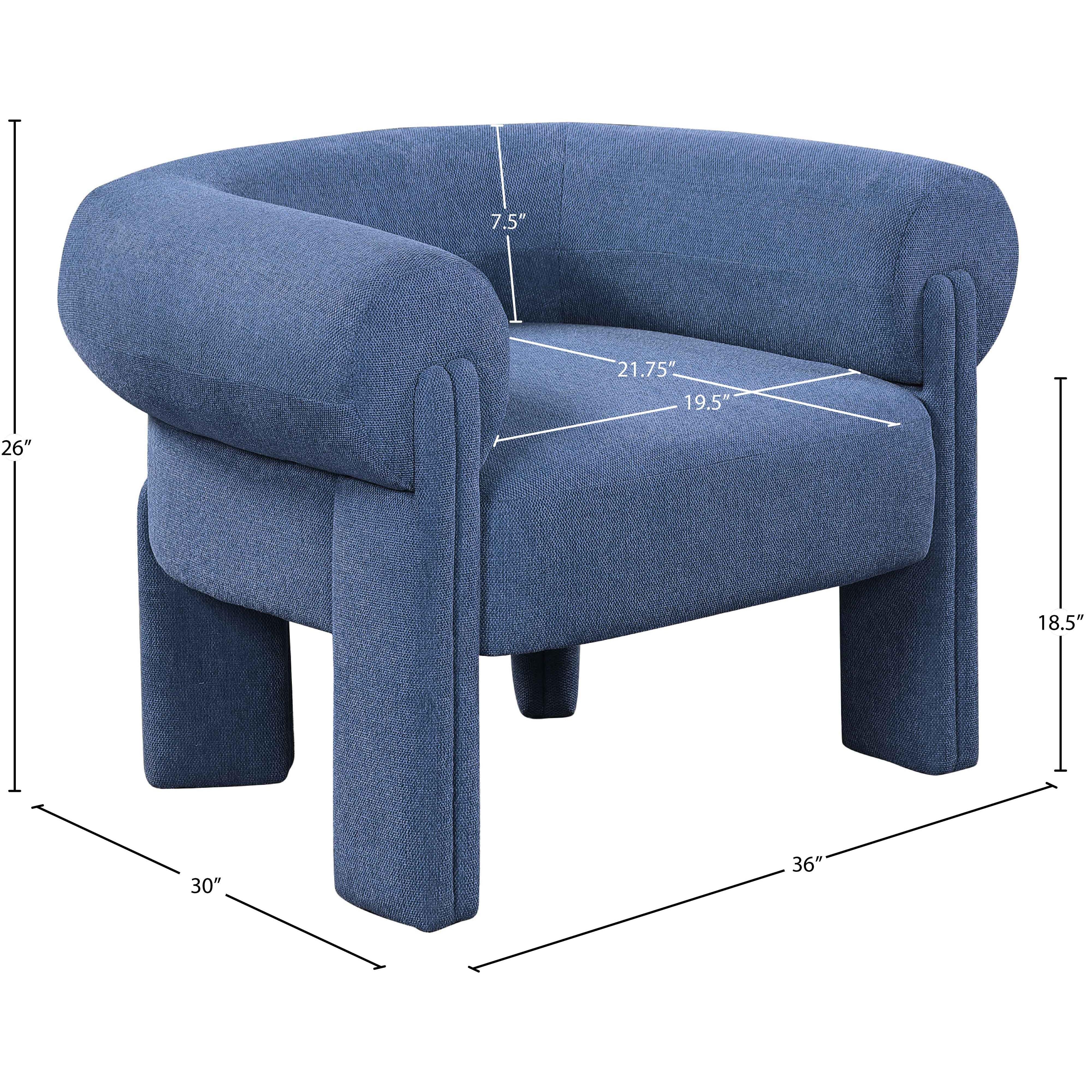 Meridian Stefano Navy Polyester Fabric Accent Chair