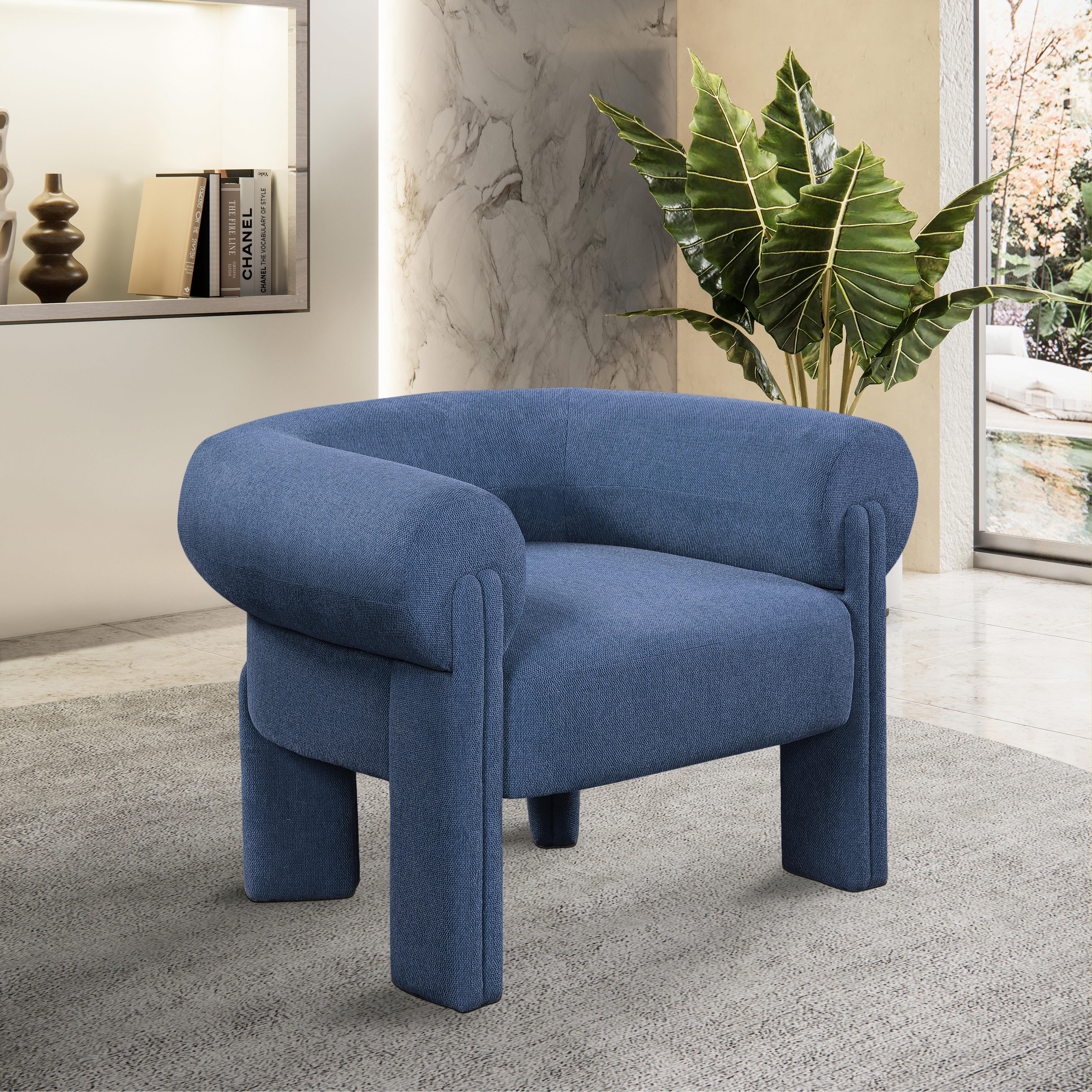 Meridian Stefano Navy Polyester Fabric Accent Chair