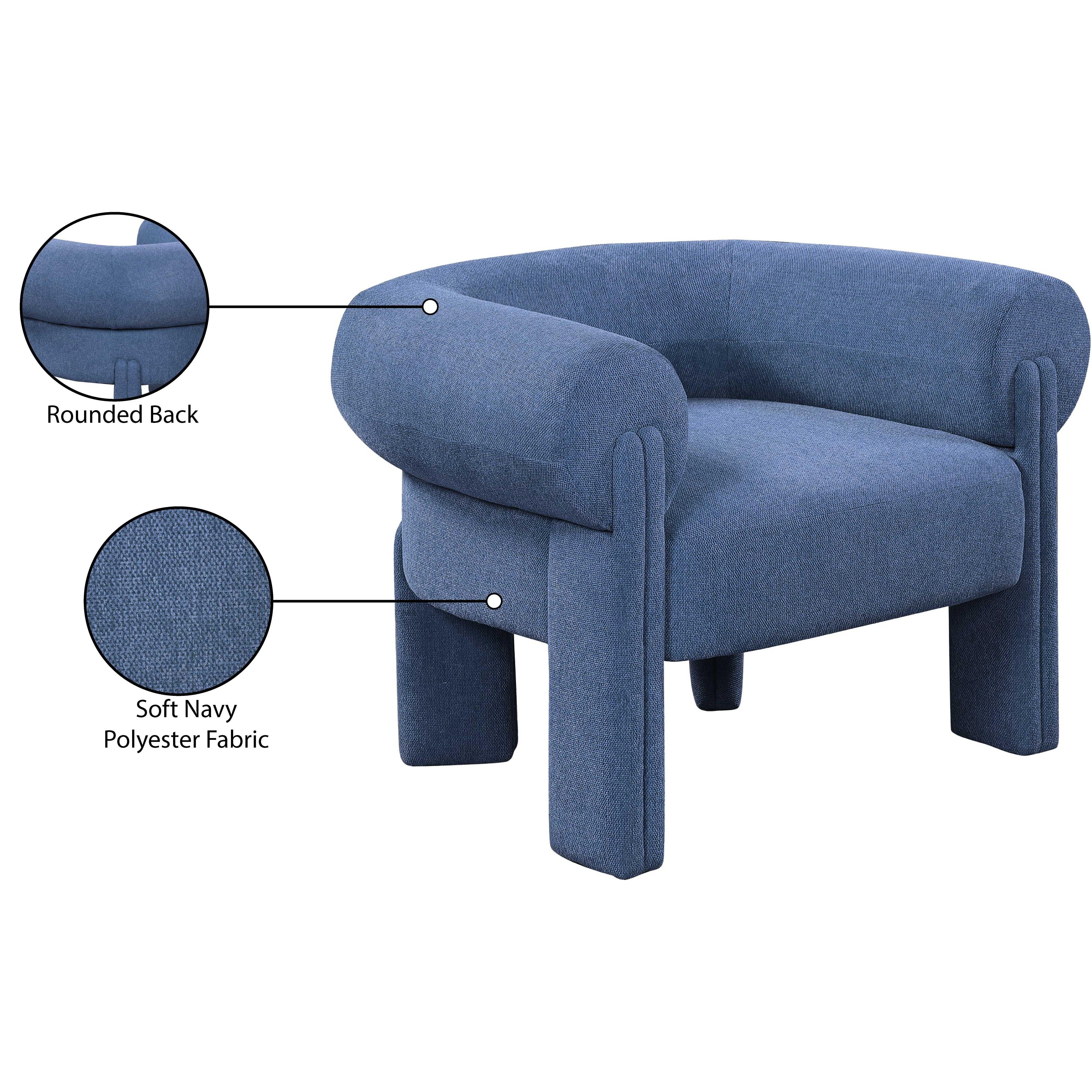 Meridian Stefano Navy Polyester Fabric Accent Chair