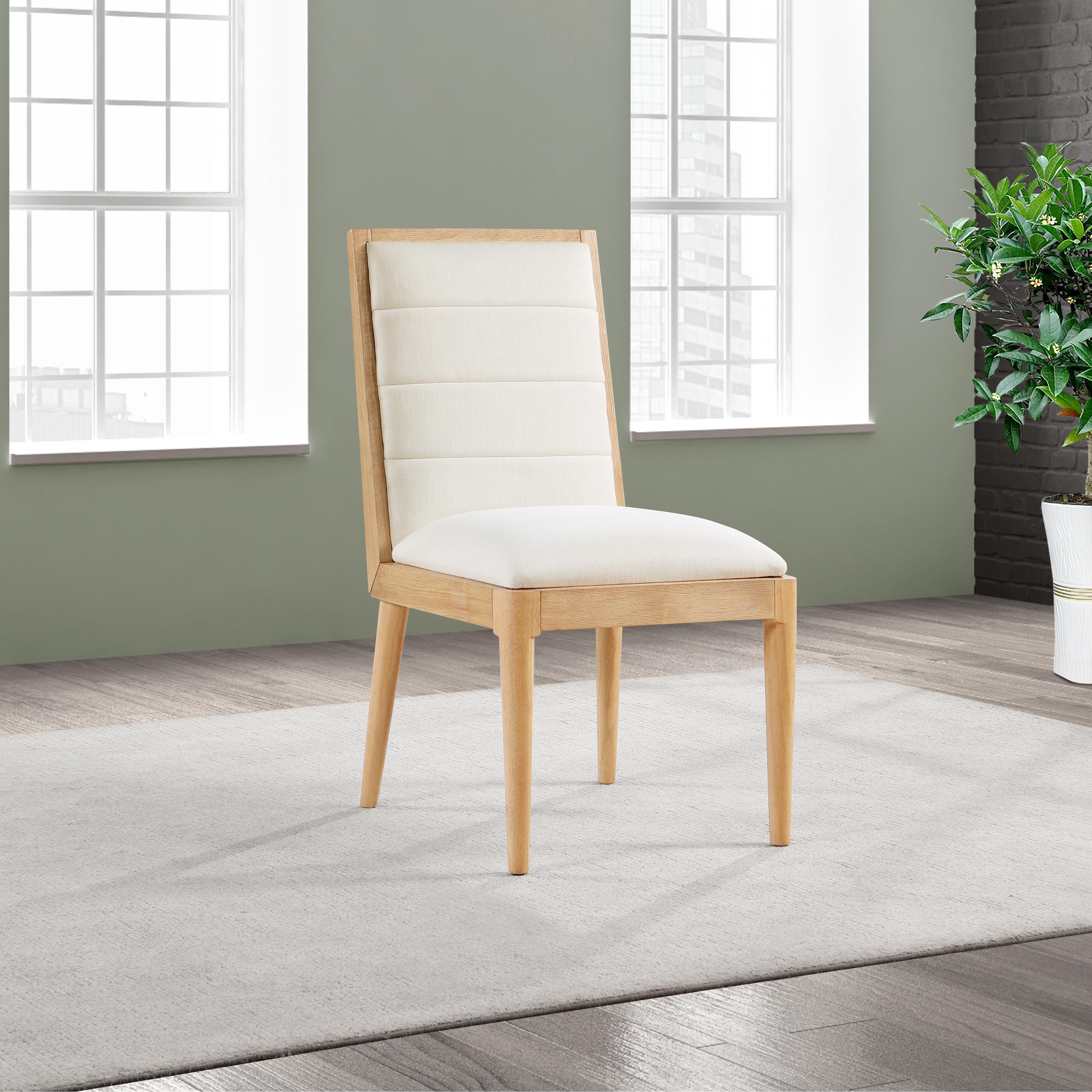 Meridian Bristol Cream Linen Textured Fabric Dining Chair