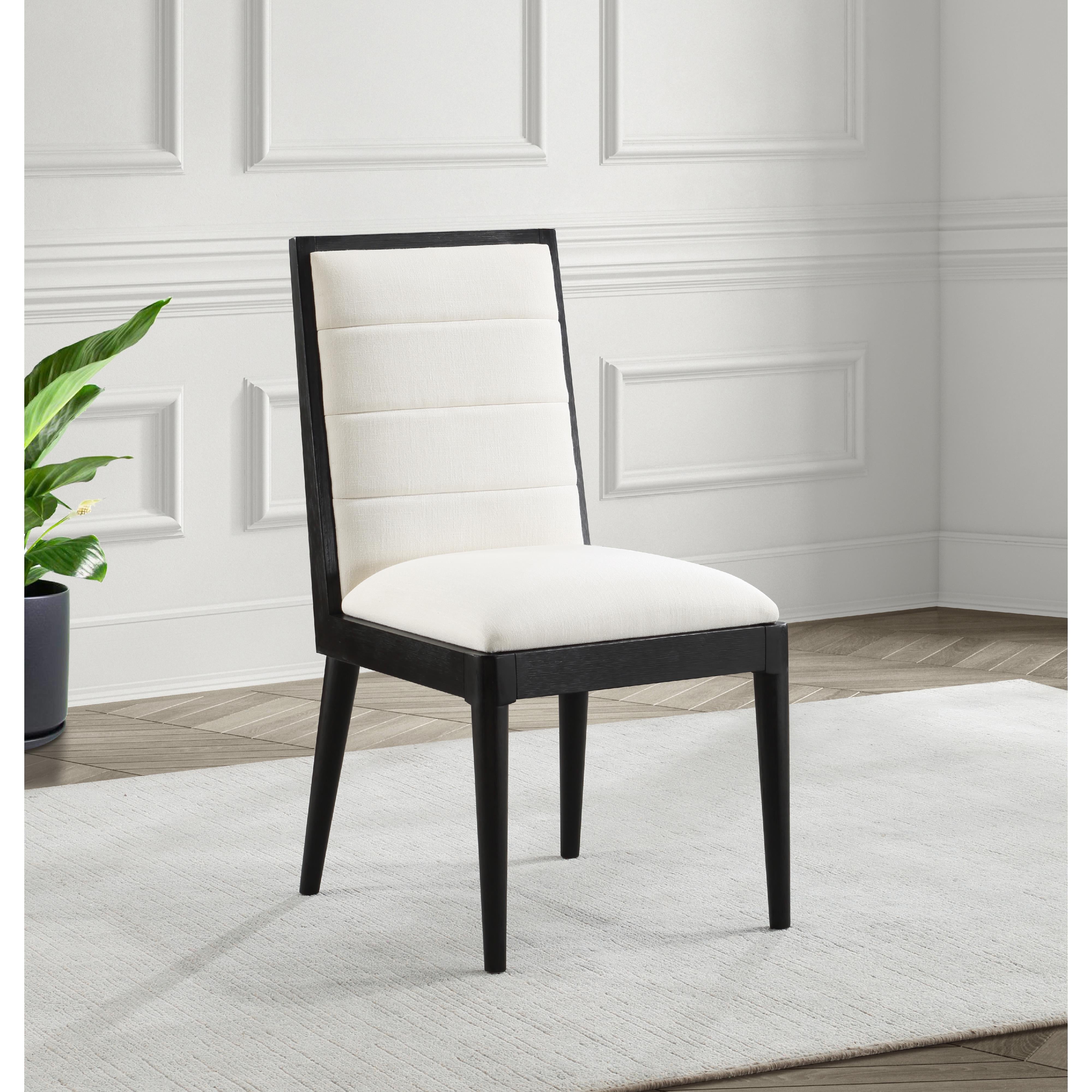 Meridian Bristol Cream Linen Textured Fabric Dining Chair