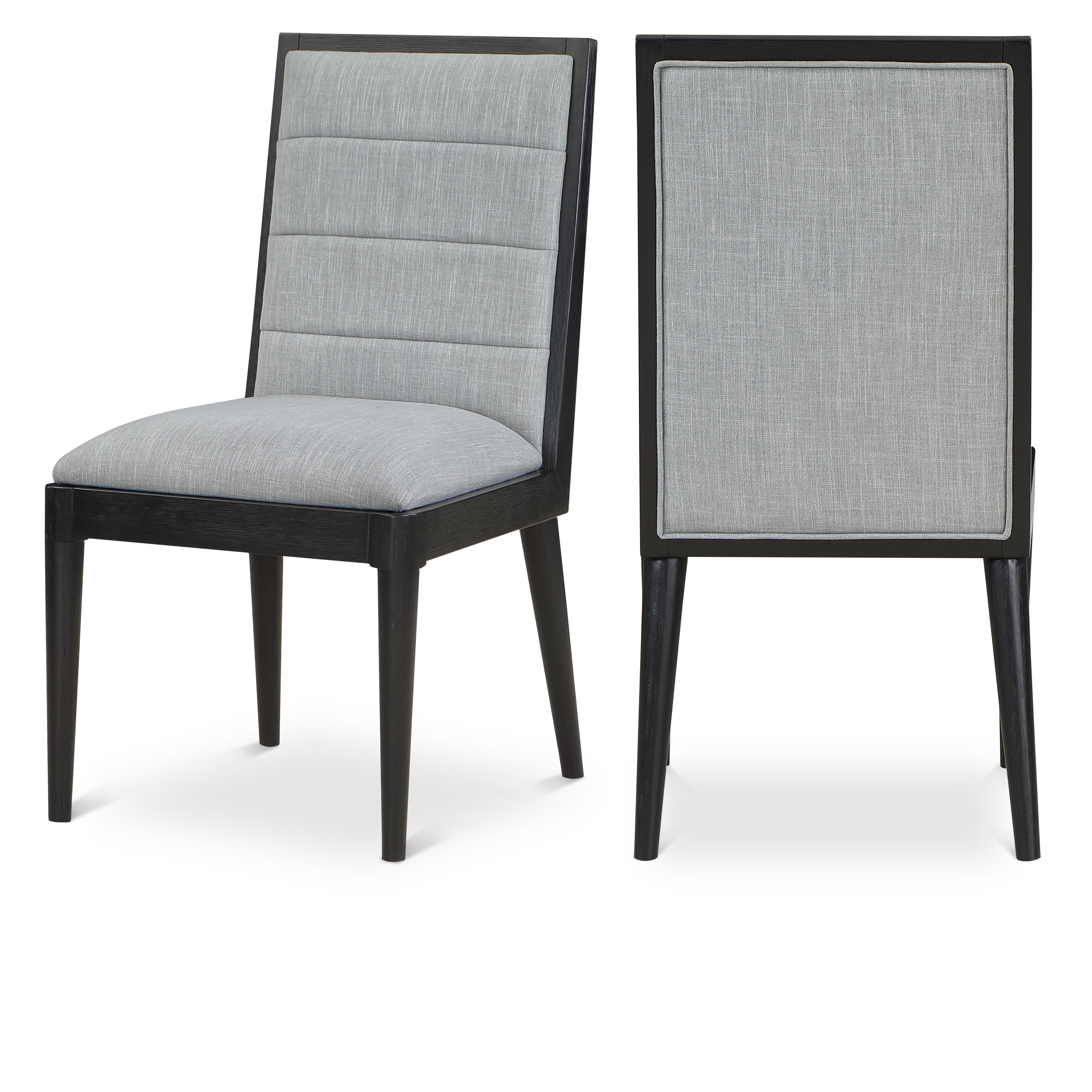 Meridian Bristol Grey Linen Textured Fabric Dining Chair