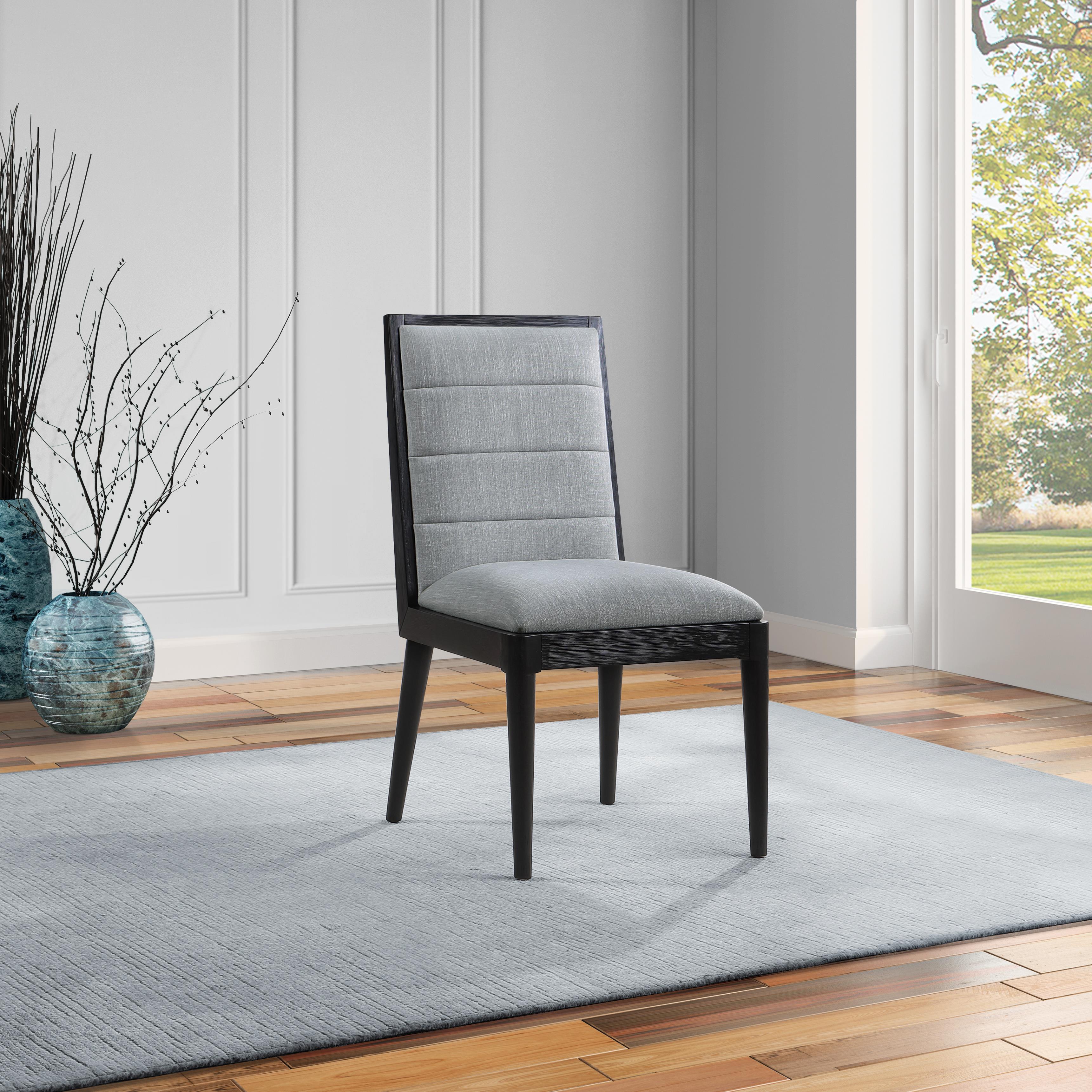 Meridian Bristol Grey Linen Textured Fabric Dining Chair