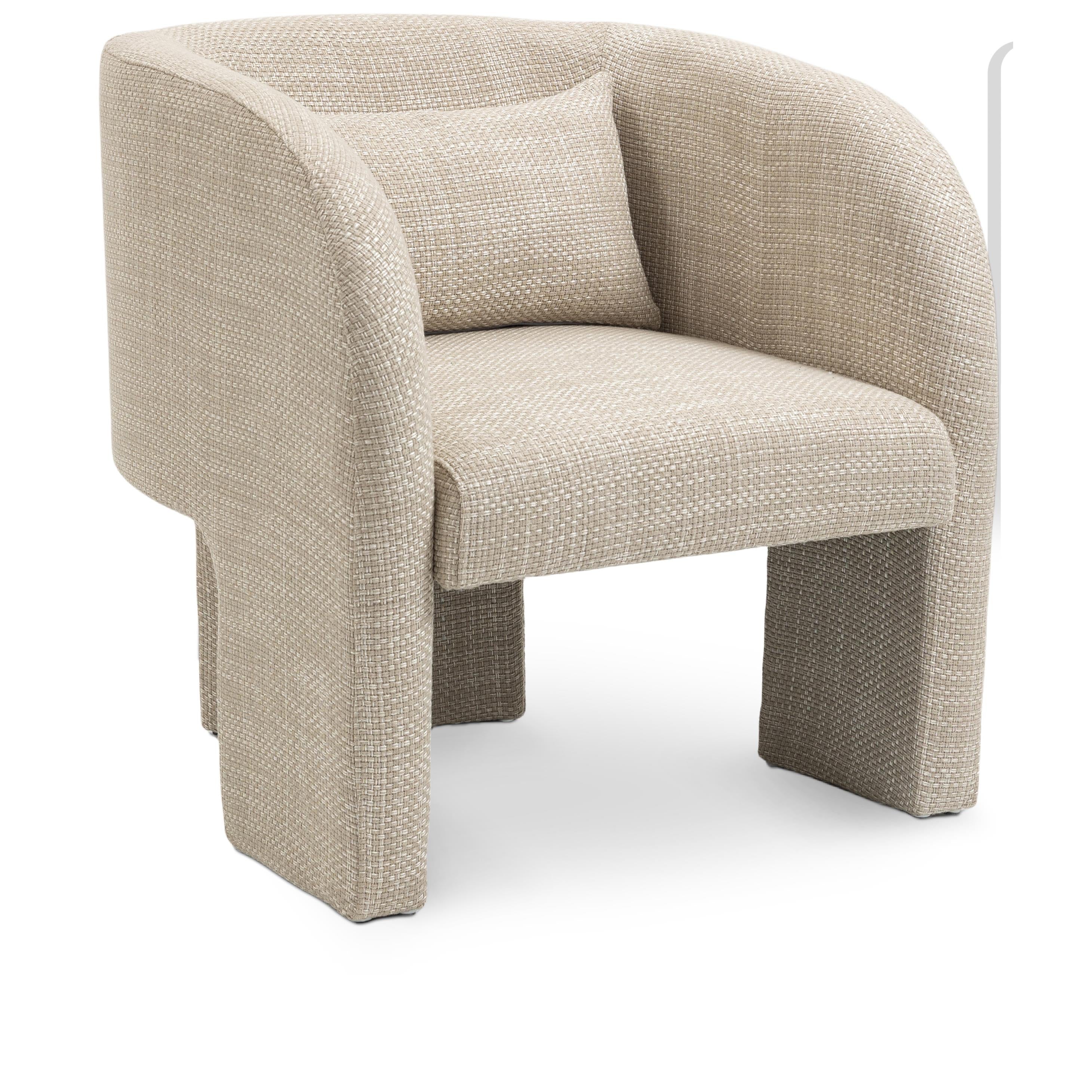 Meridian Sawyer Beige Weaved Polyester Fabric Accent Chair