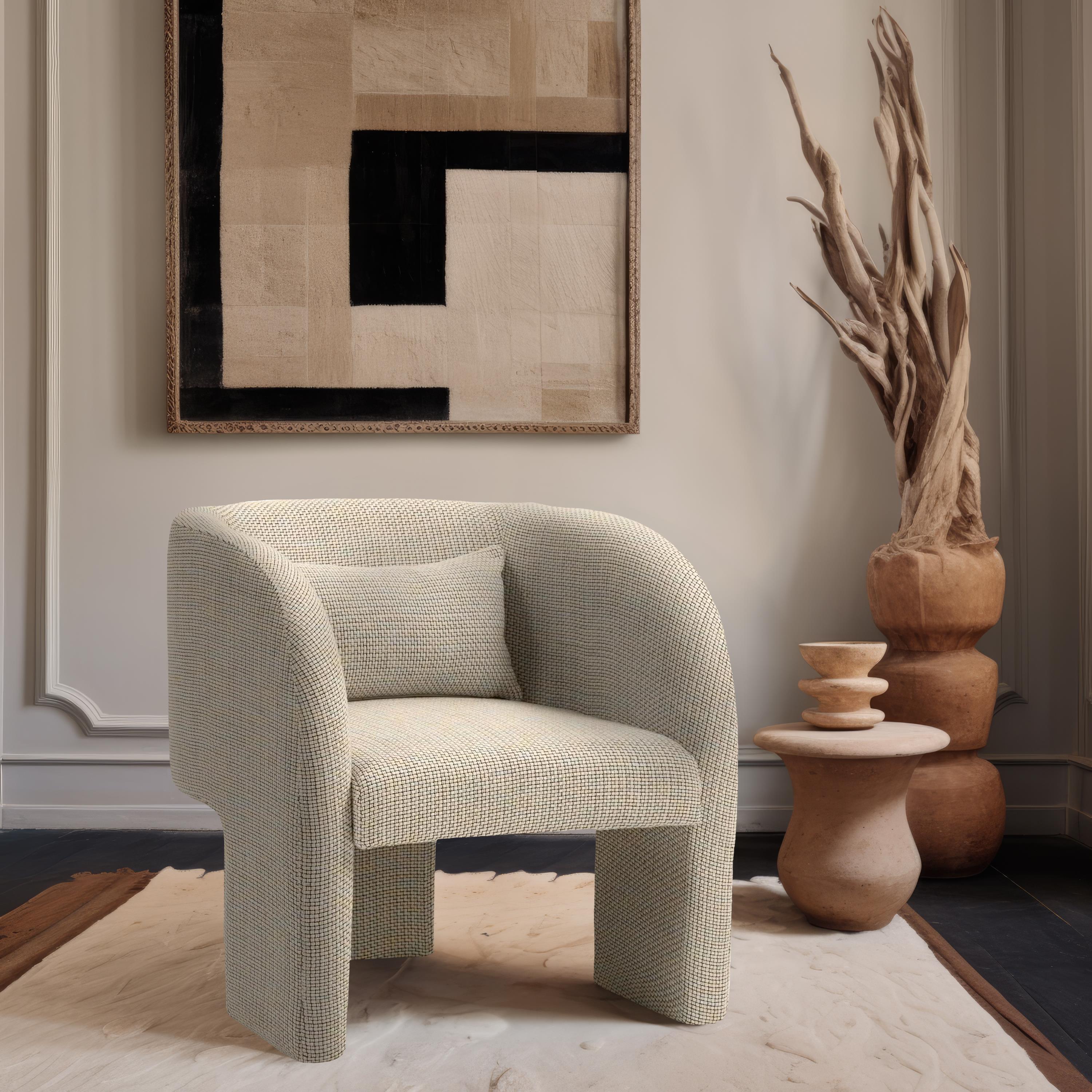 Meridian Sawyer Beige Weaved Polyester Fabric Accent Chair