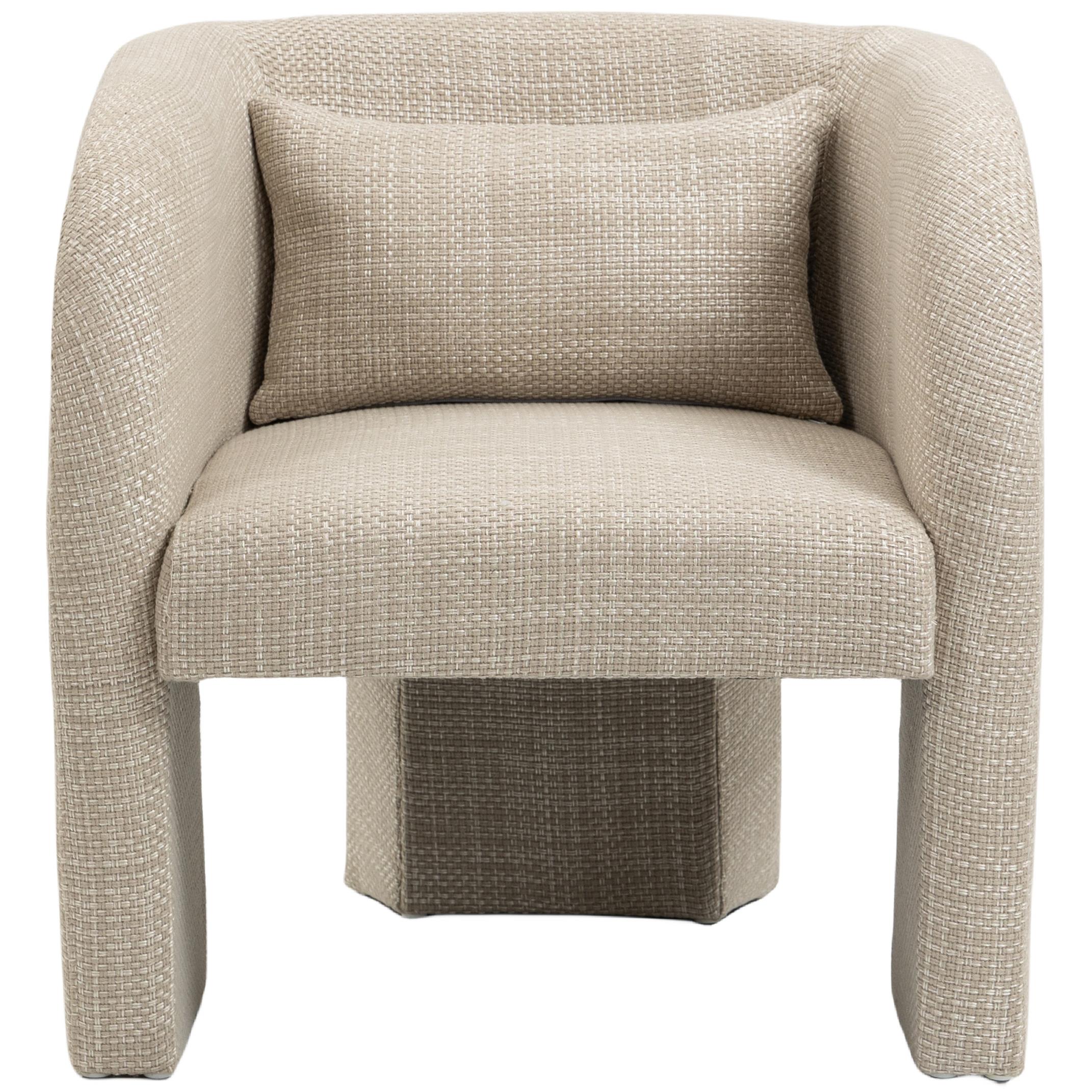 Meridian Sawyer Beige Weaved Polyester Fabric Accent Chair