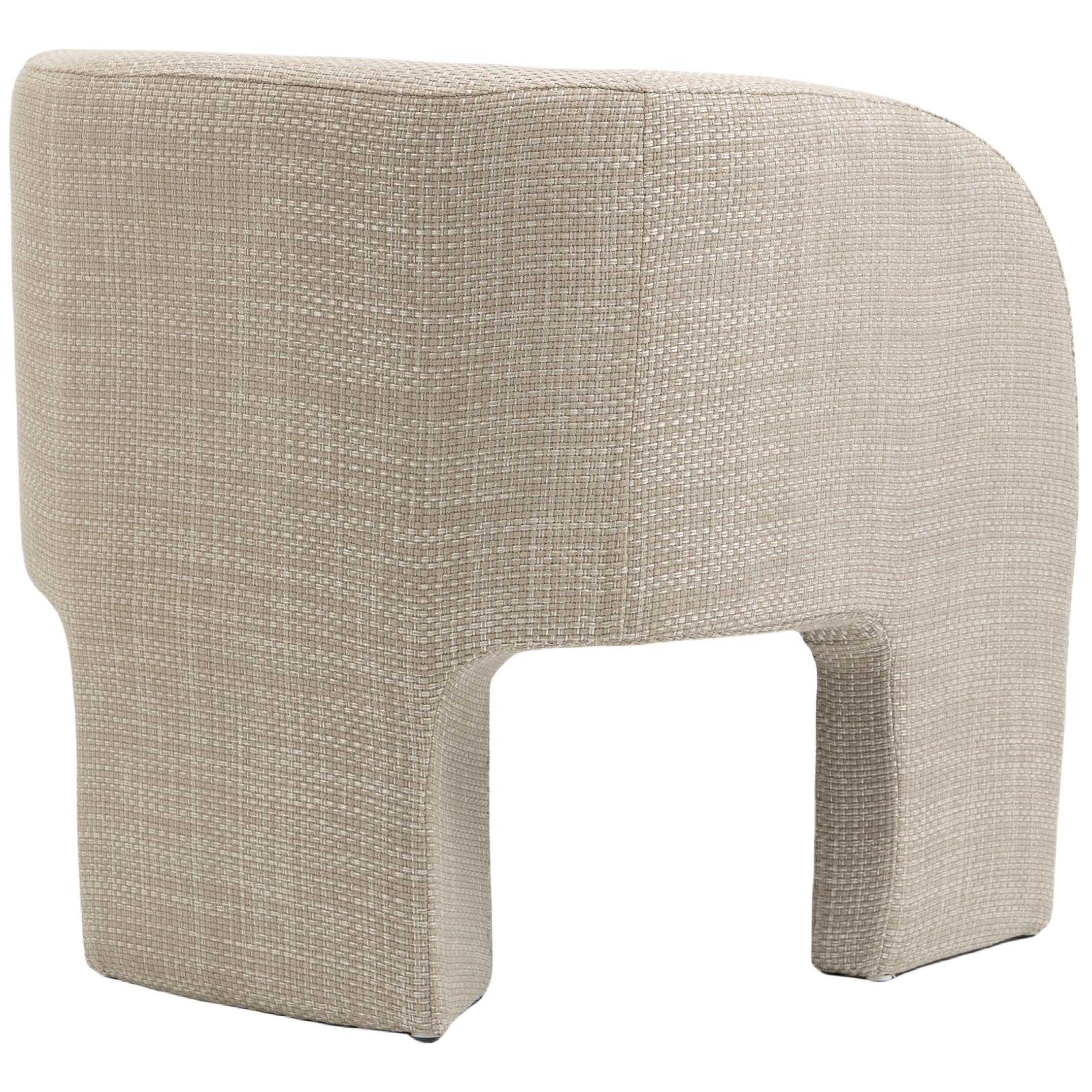 Meridian Sawyer Beige Weaved Polyester Fabric Accent Chair