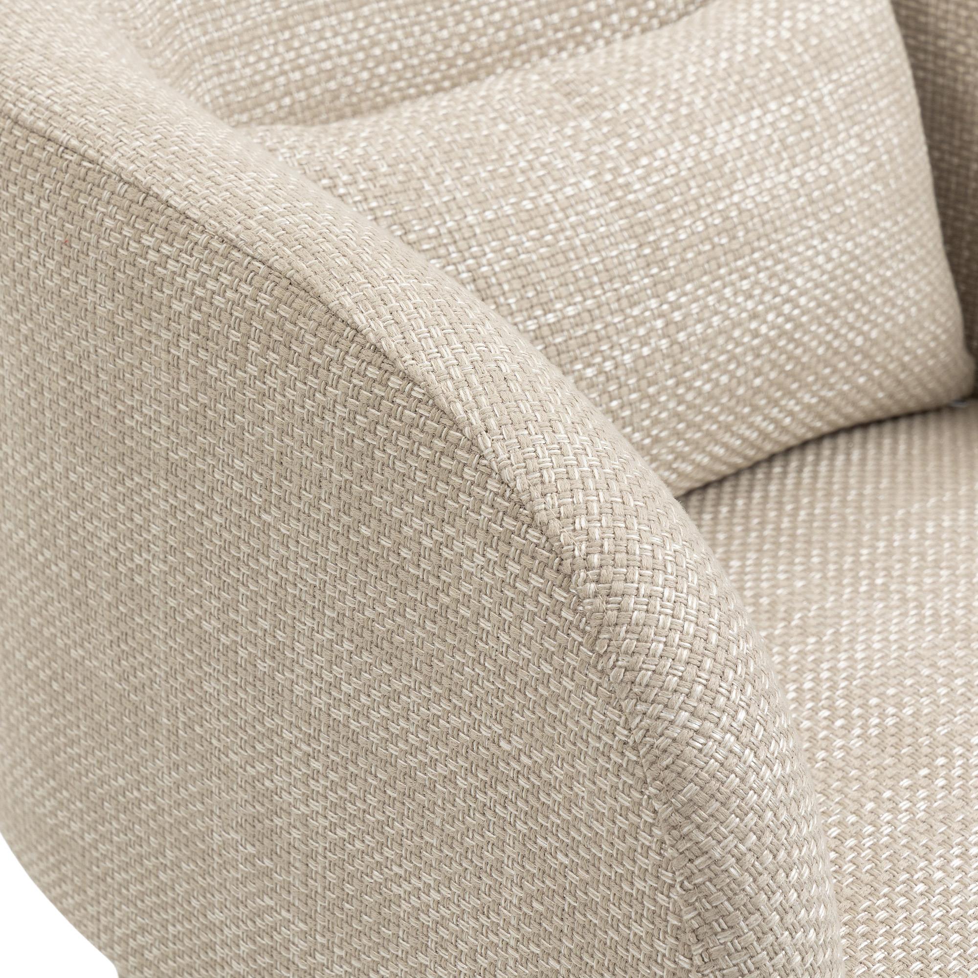 Meridian Sawyer Beige Weaved Polyester Fabric Accent Chair