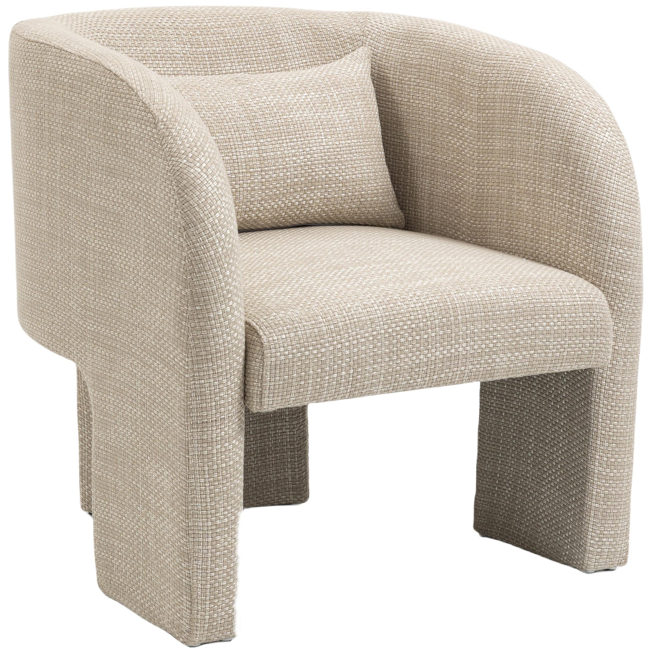 Meridian Sawyer Beige Weaved Polyester Fabric Accent Chair