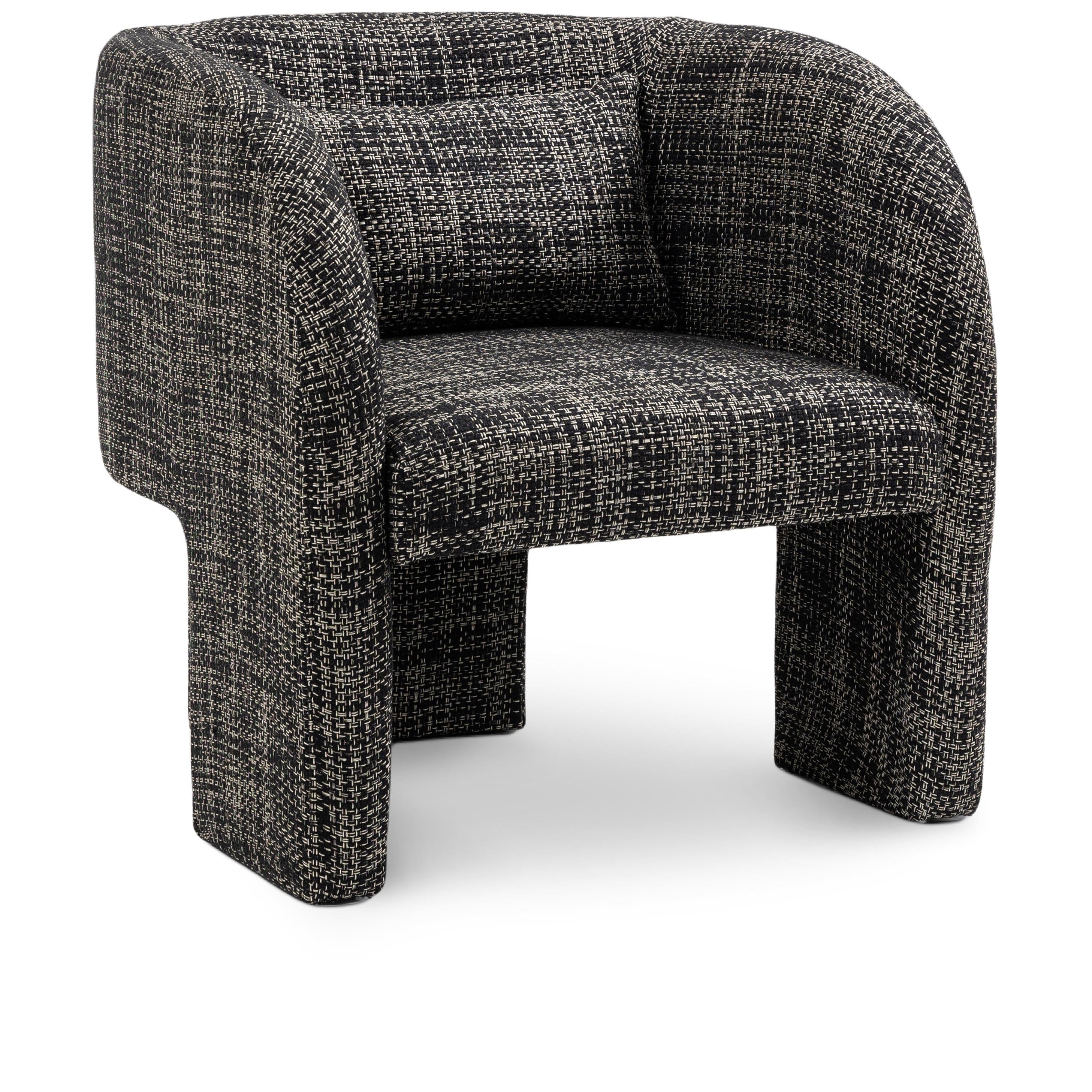 Meridian Sawyer Black Weaved Polyester Fabric Accent Chair