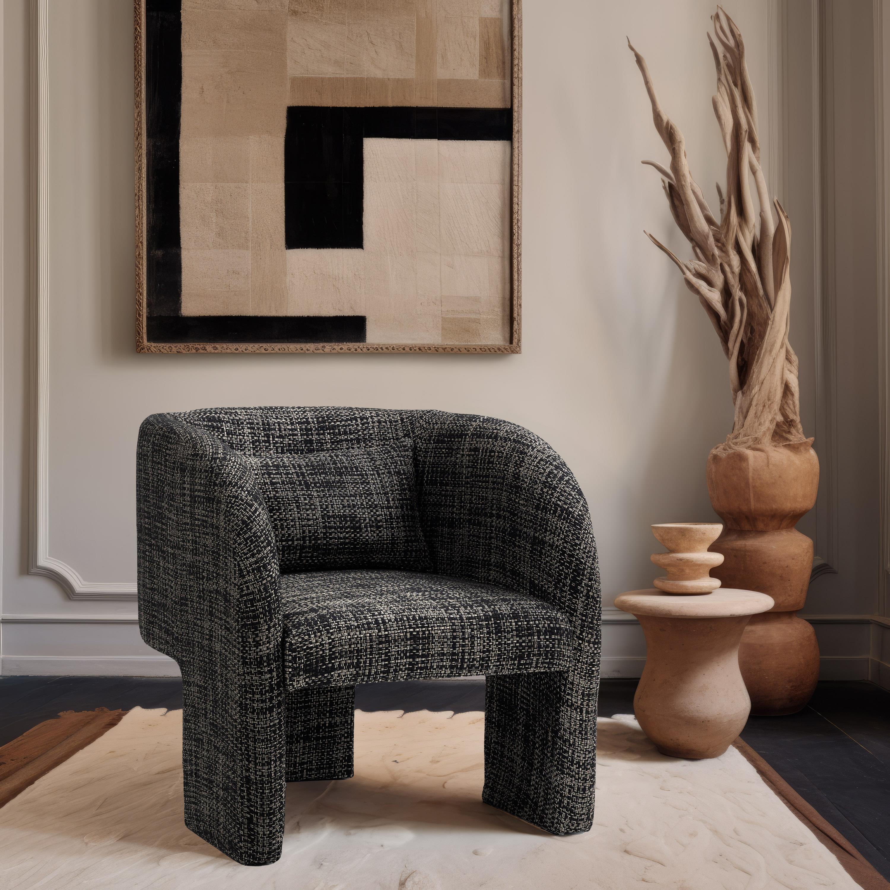 Meridian Sawyer Black Weaved Polyester Fabric Accent Chair