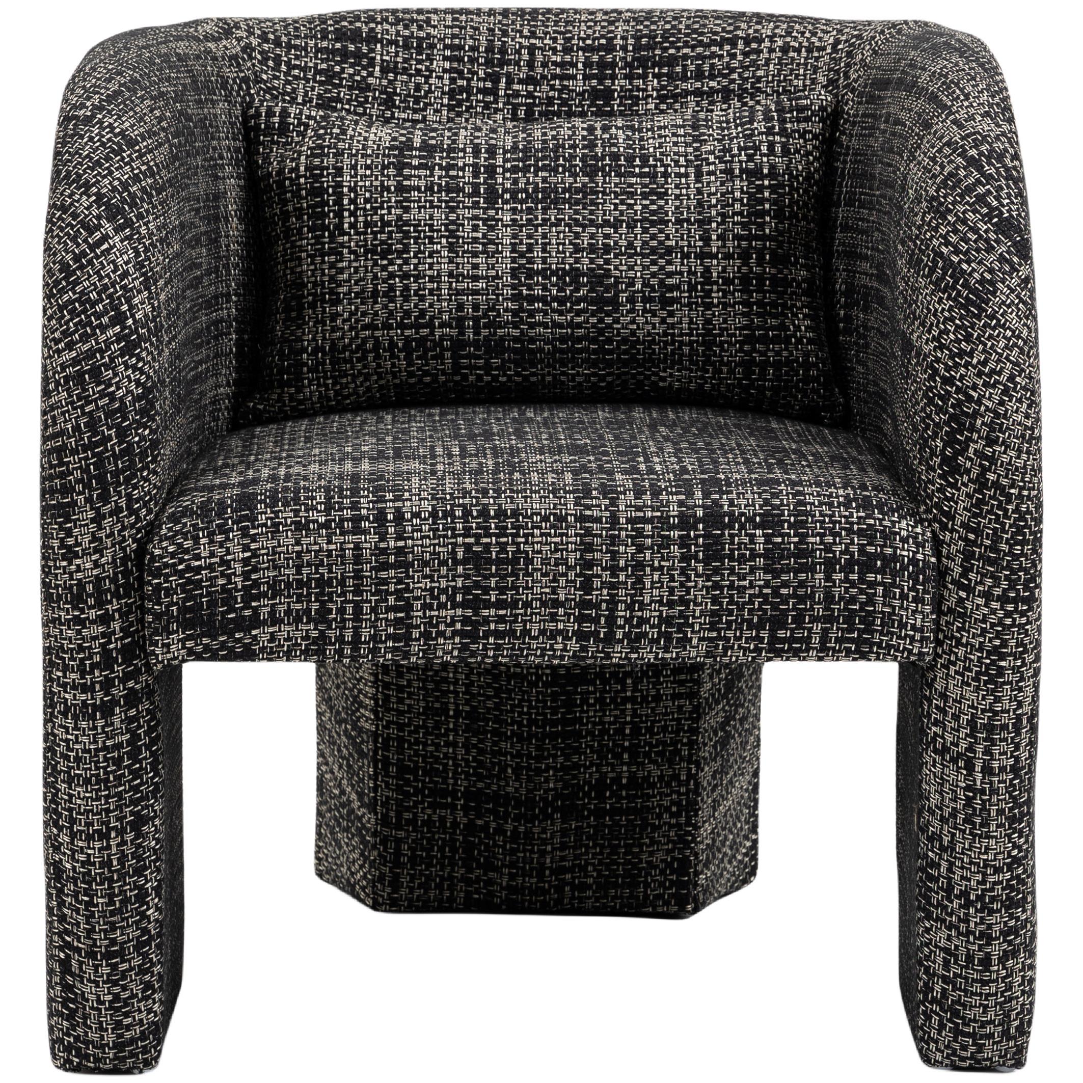 Meridian Sawyer Black Weaved Polyester Fabric Accent Chair