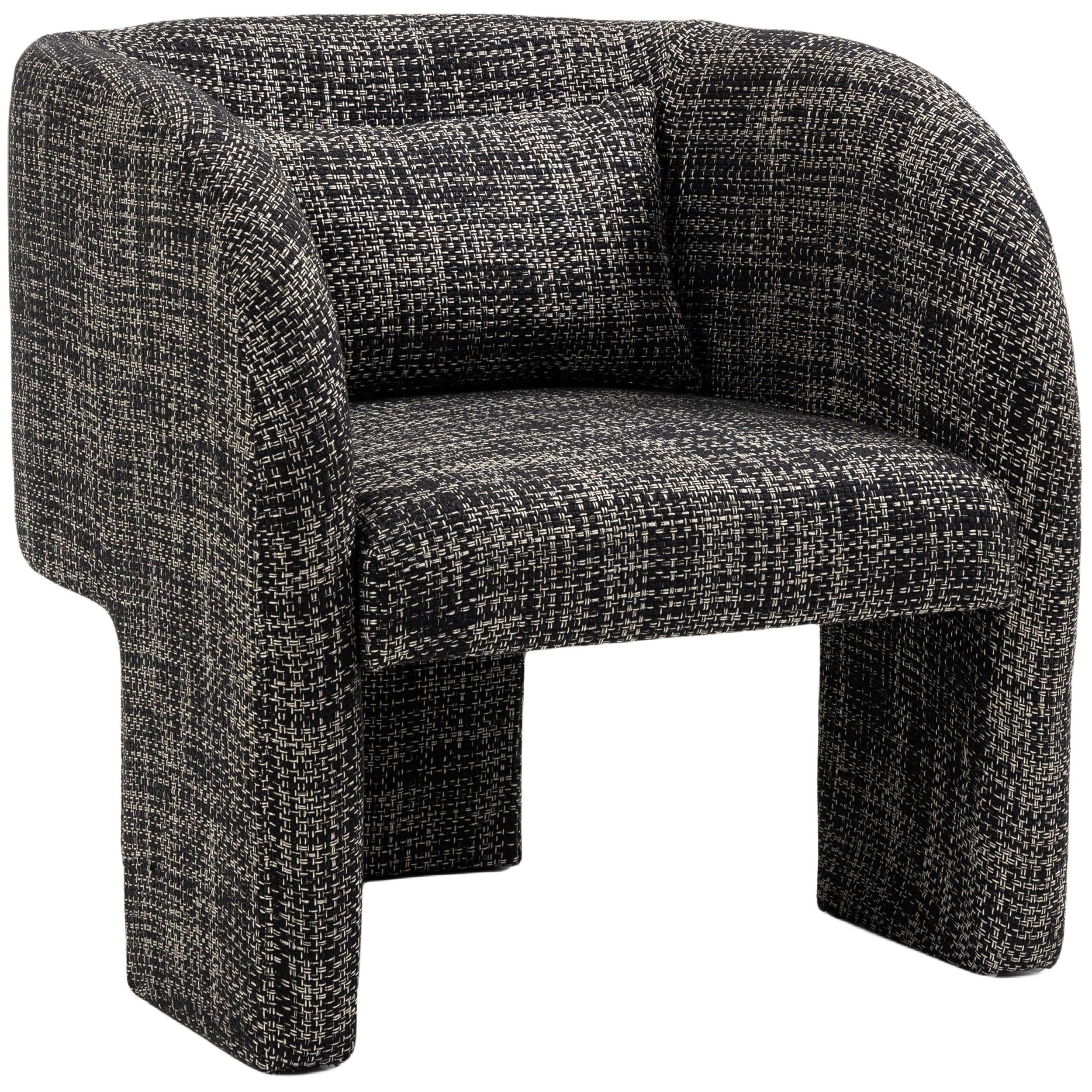 Meridian Sawyer Black Weaved Polyester Fabric Accent Chair