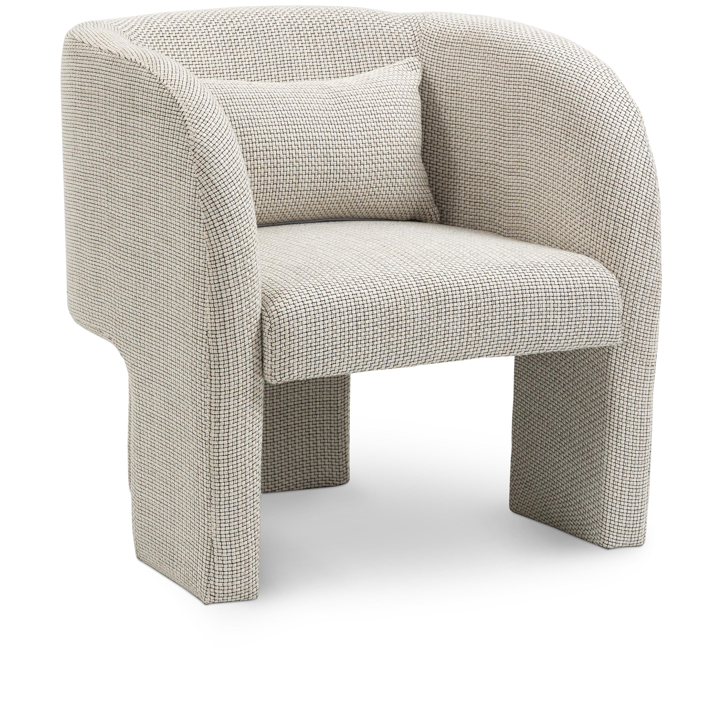 Meridian Sawyer Cream Weaved Polyester Fabric Accent Chair